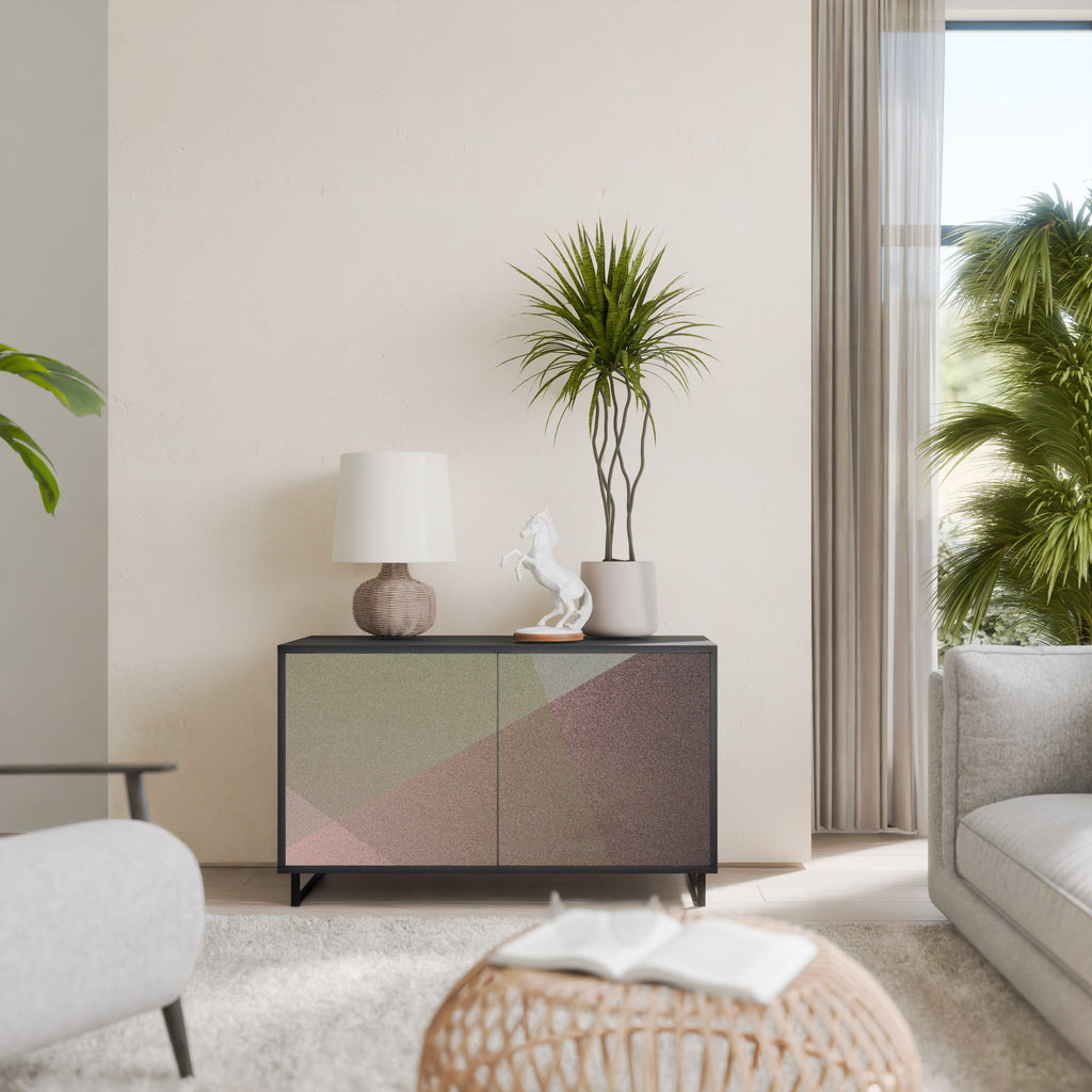 BEIGE GEOMETRY Sideboard mit 2 Türen in schwarzem Finish