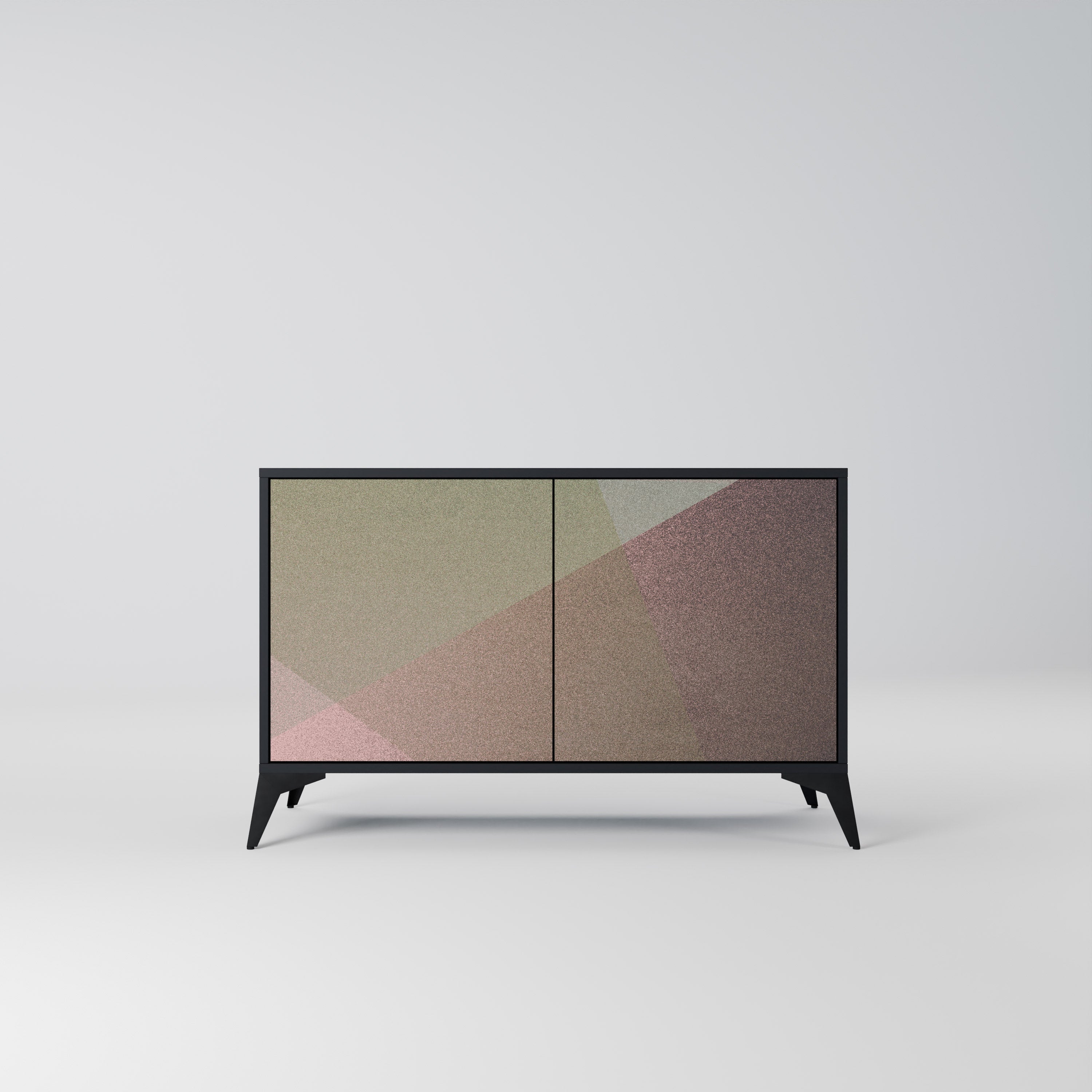 BEIGE GEOMETRY Sideboard mit 2 Türen in Schwarz