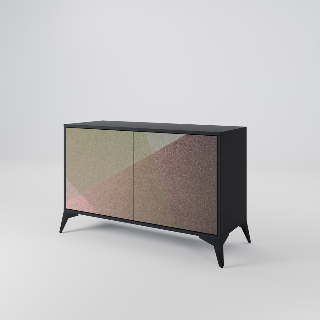BEIGE GEOMETRY Sideboard mit 2 Türen in schwarzem Finish