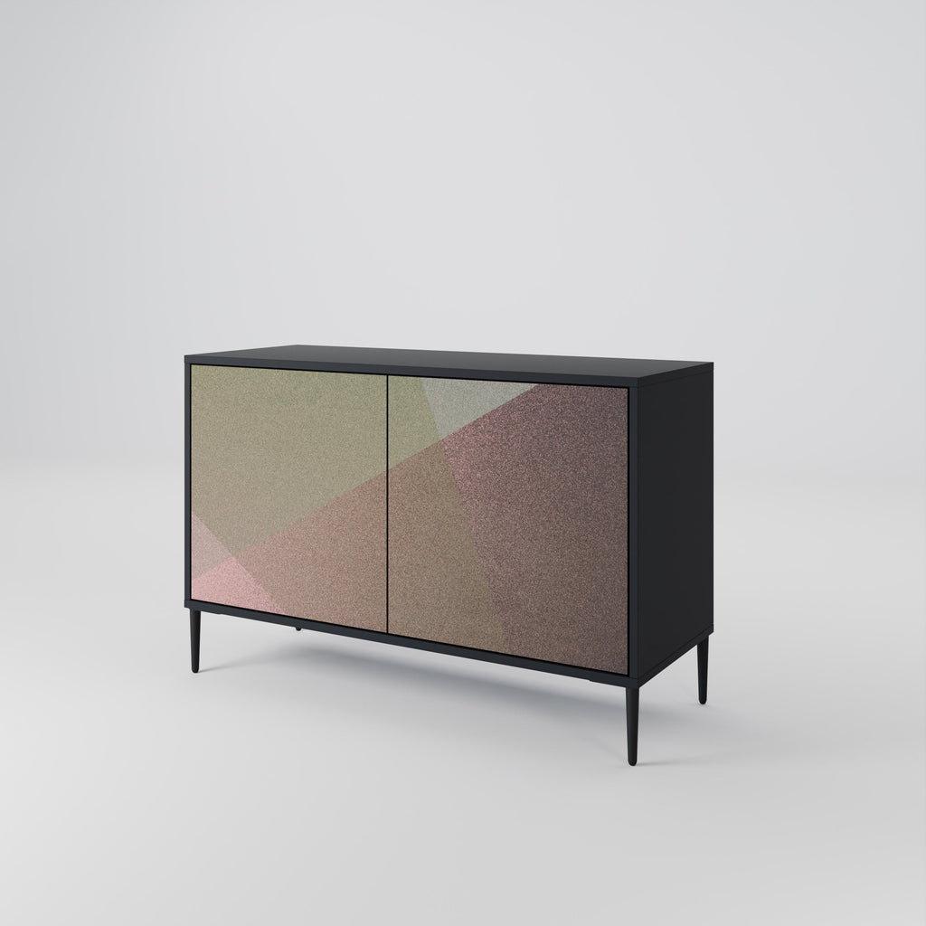 BEIGE GEOMETRY Sideboard mit 2 Türen in schwarzem Finish