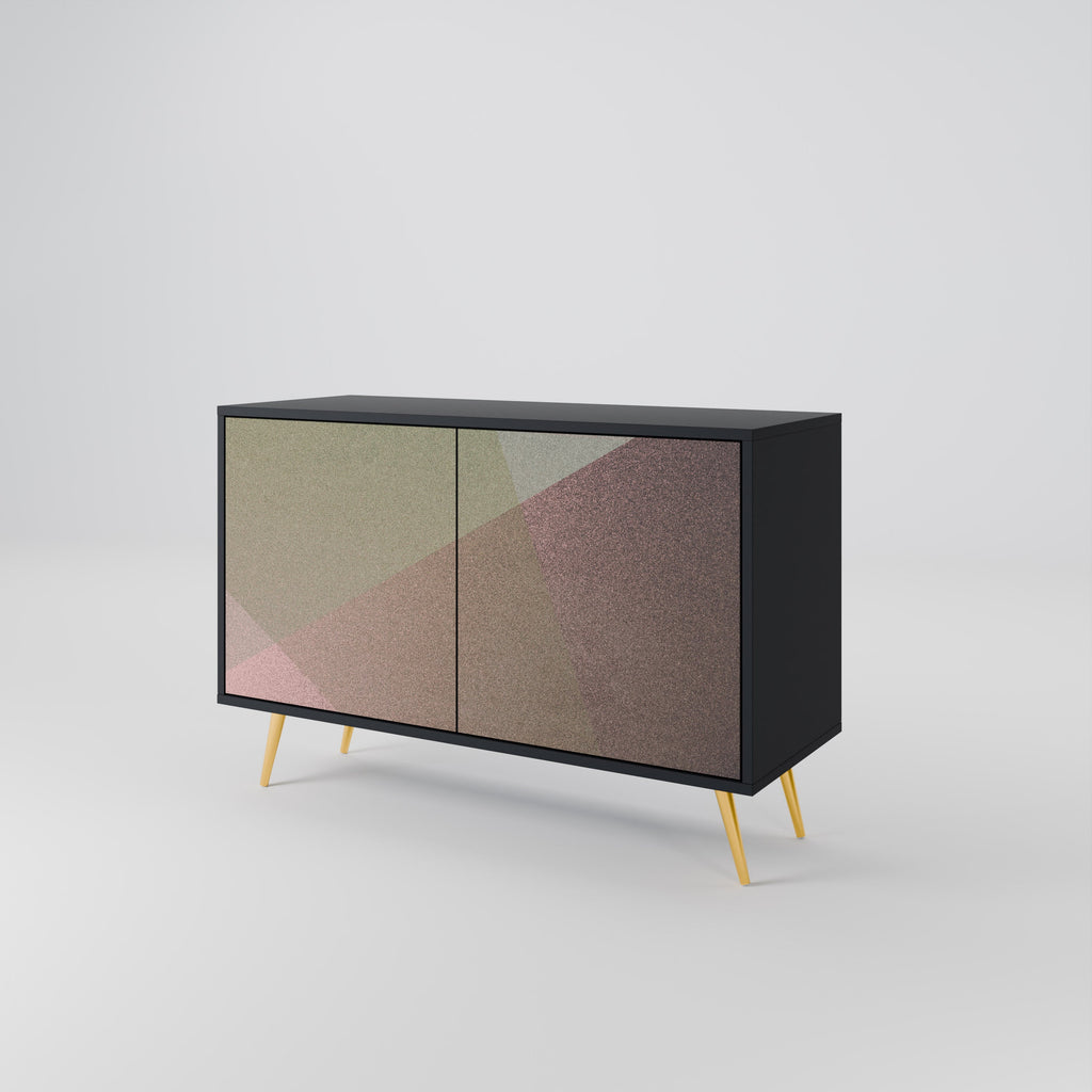 BEIGE GEOMETRY Sideboard mit 2 Türen in schwarzem Finish