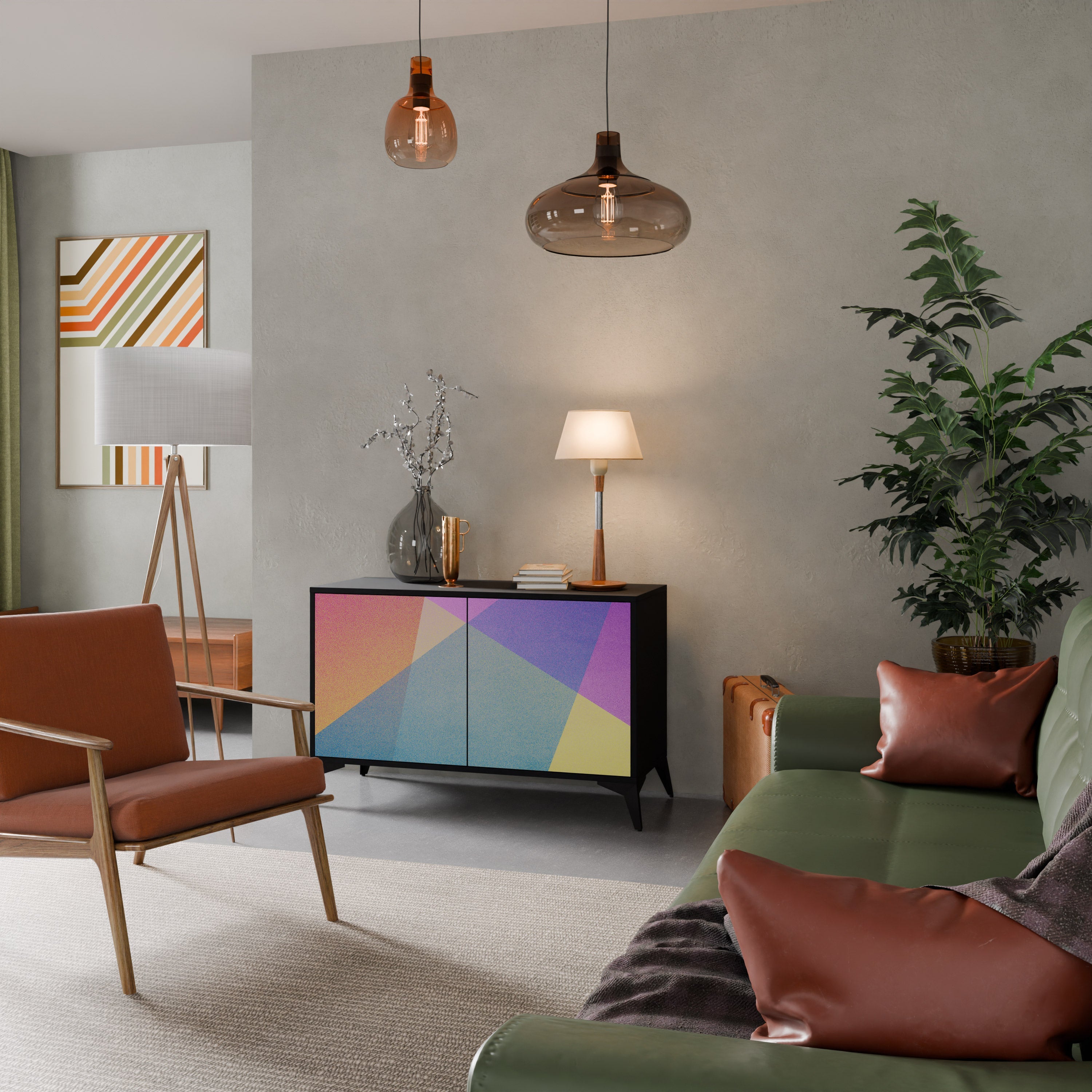 BRIGHT GEOMETRY Sideboard mit 2 Türen in Schwarz
