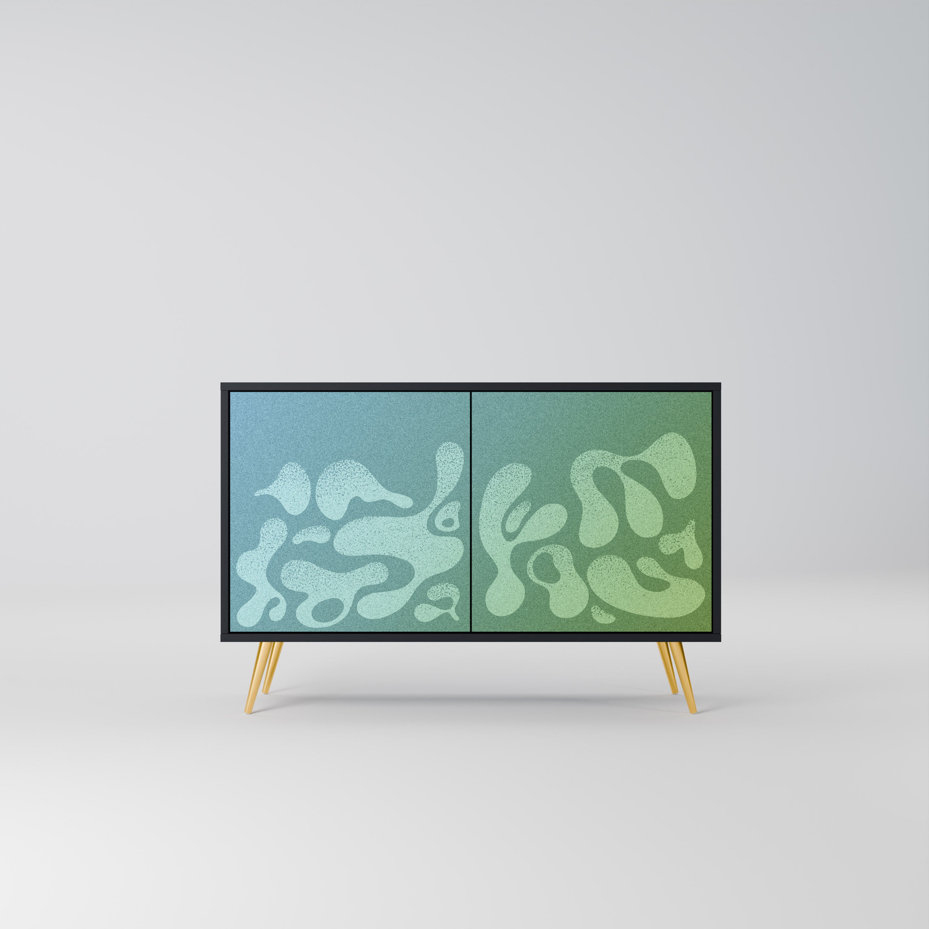 IRREGULAR BLUE Sideboard mit 2 Türen in Schwarz