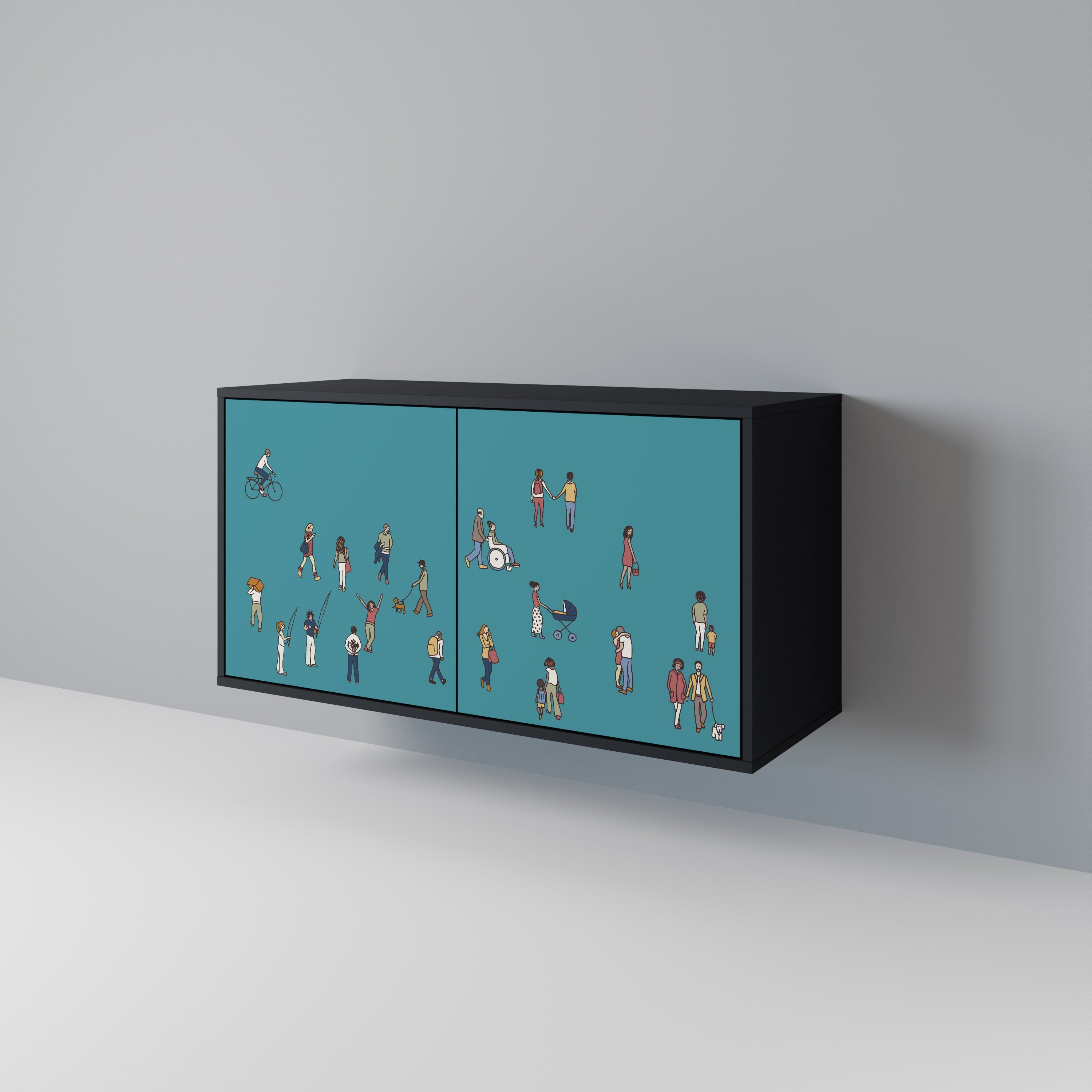 COLLECTIVE STREAM Sideboard mit 2 Türen in Schwarz