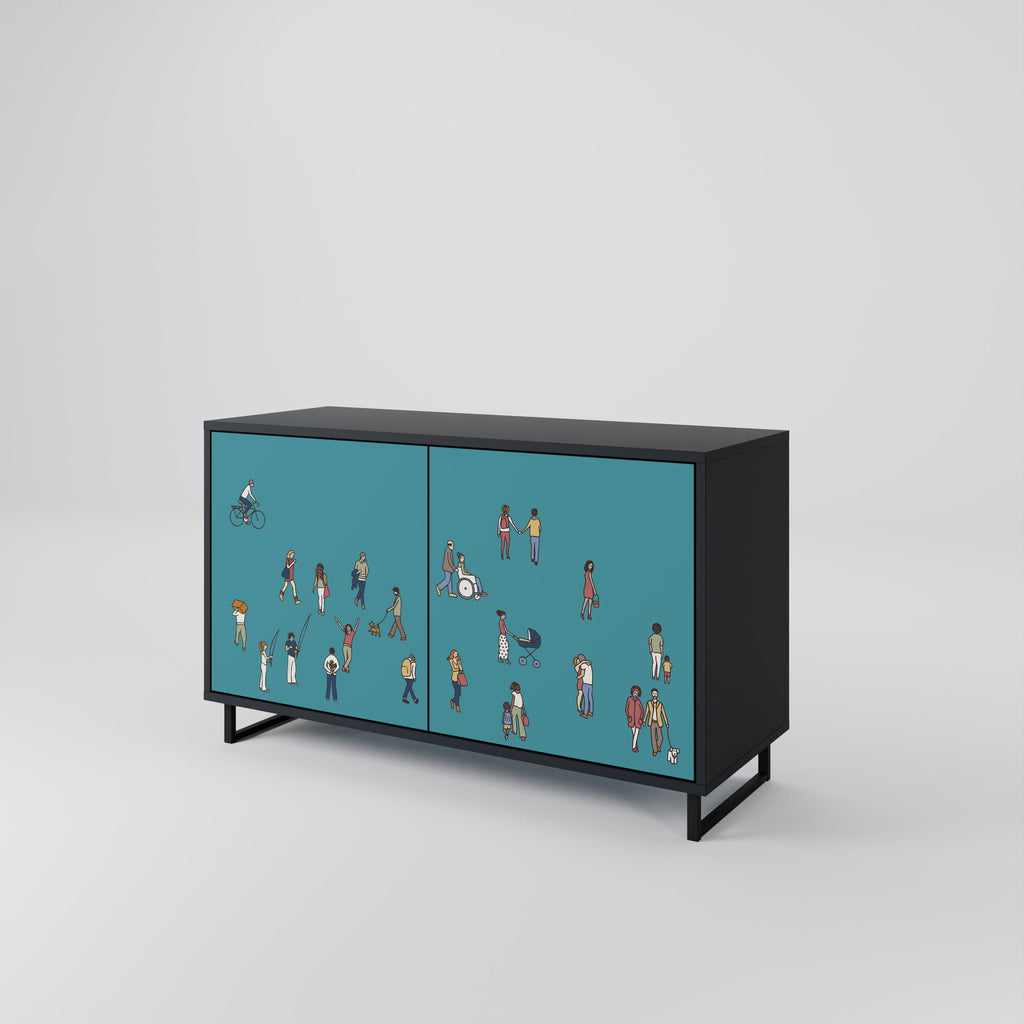 COLLECTIVE STREAM Sideboard mit 2 Türen in Schwarz