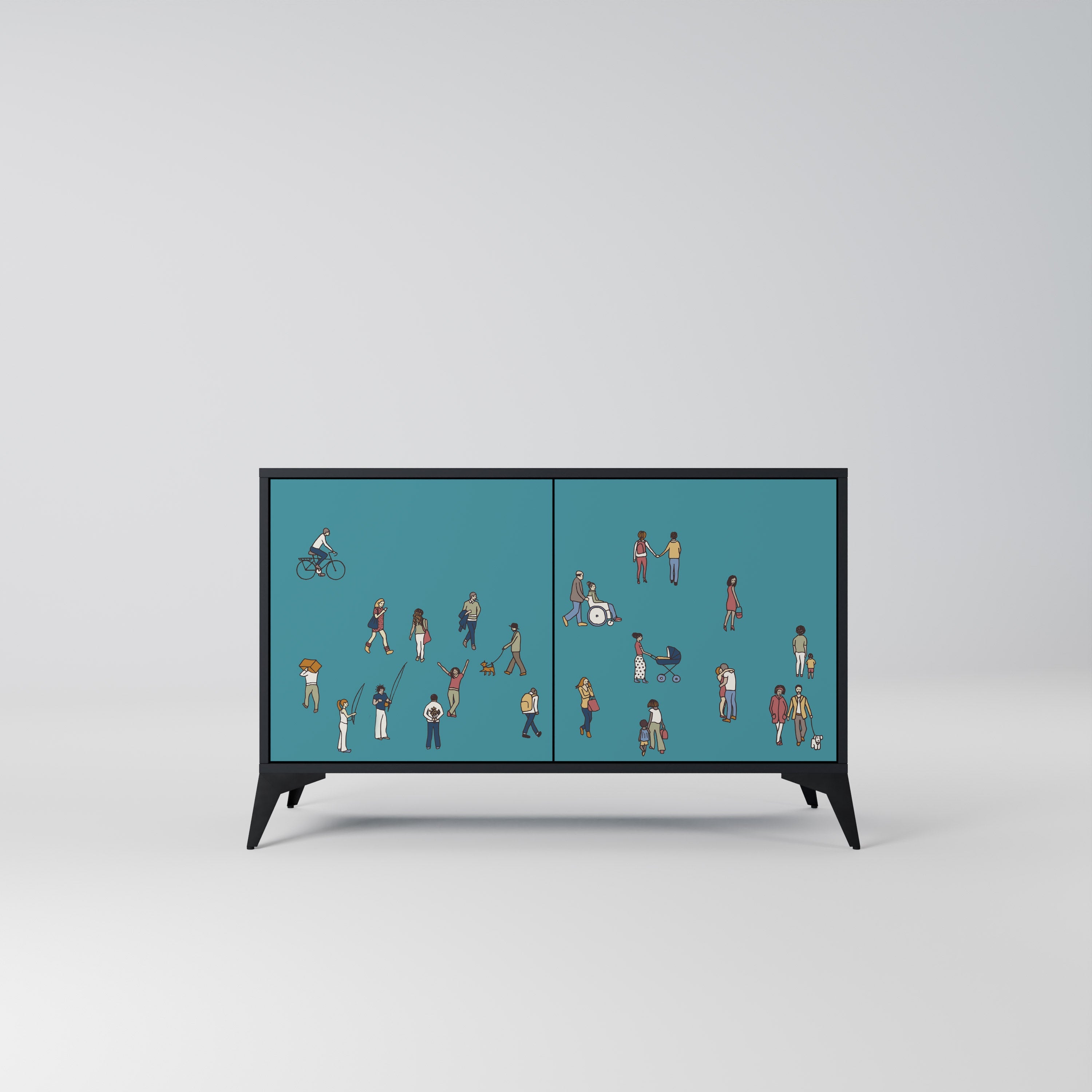 COLLECTIVE STREAM Sideboard mit 2 Türen in Schwarz