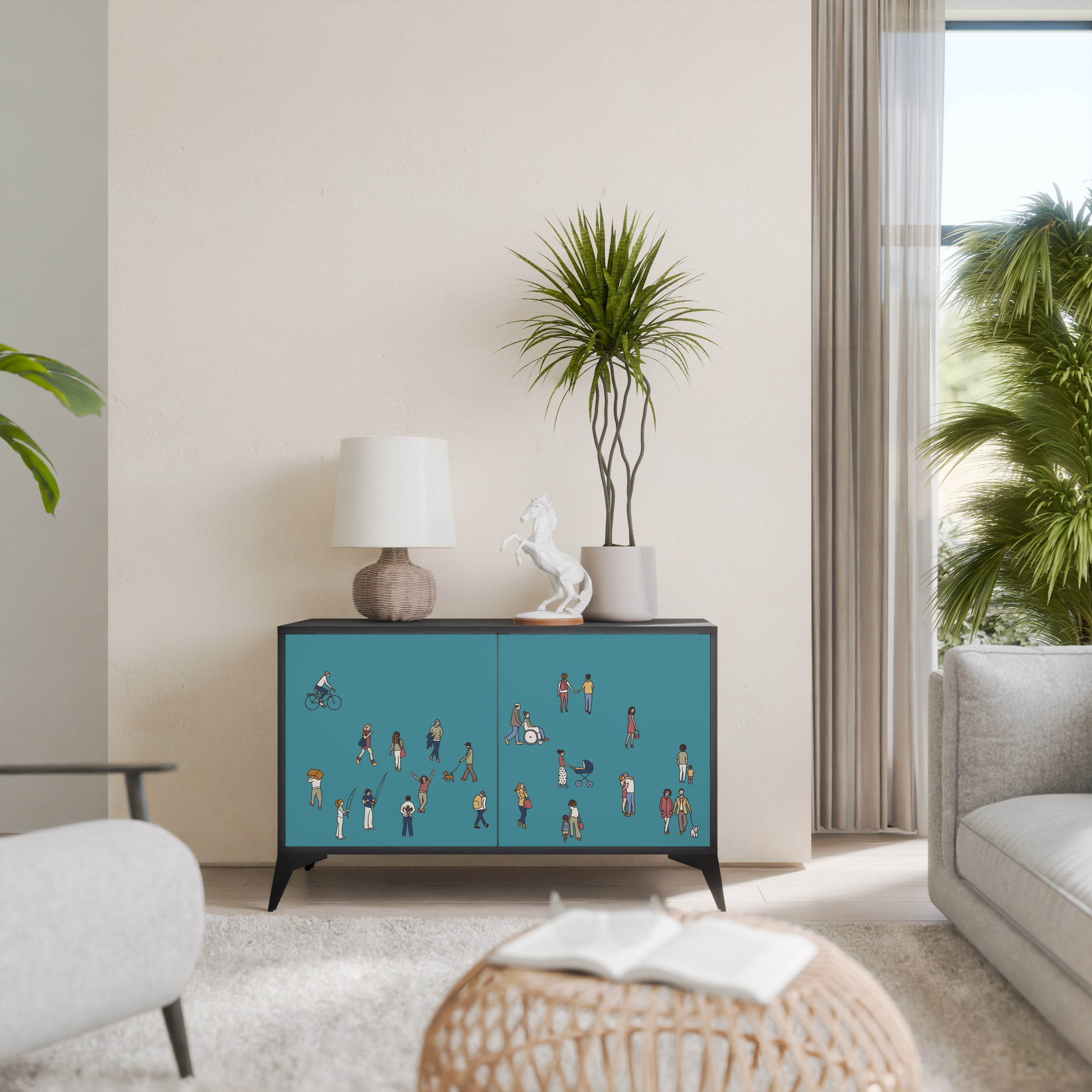 COLLECTIVE STREAM Sideboard mit 2 Türen in Schwarz