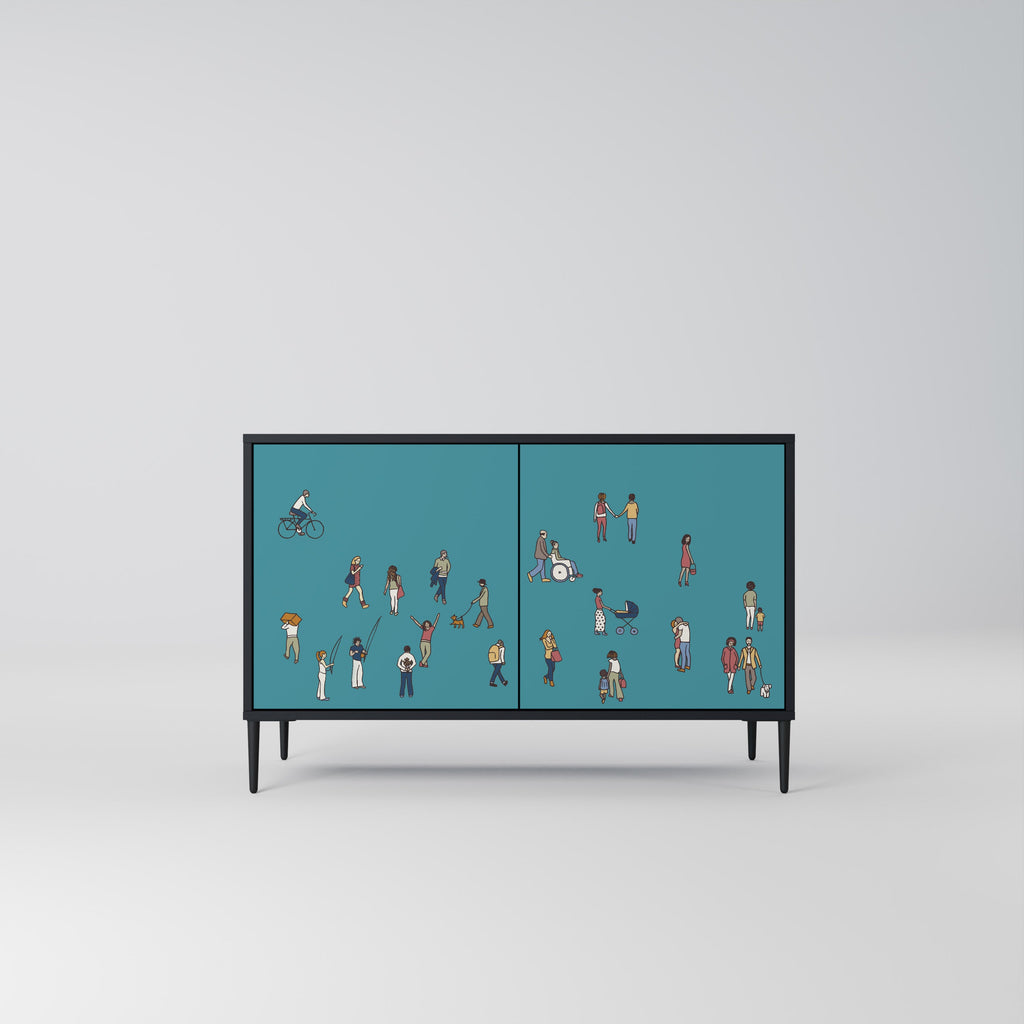 COLLECTIVE STREAM Sideboard mit 2 Türen in Schwarz