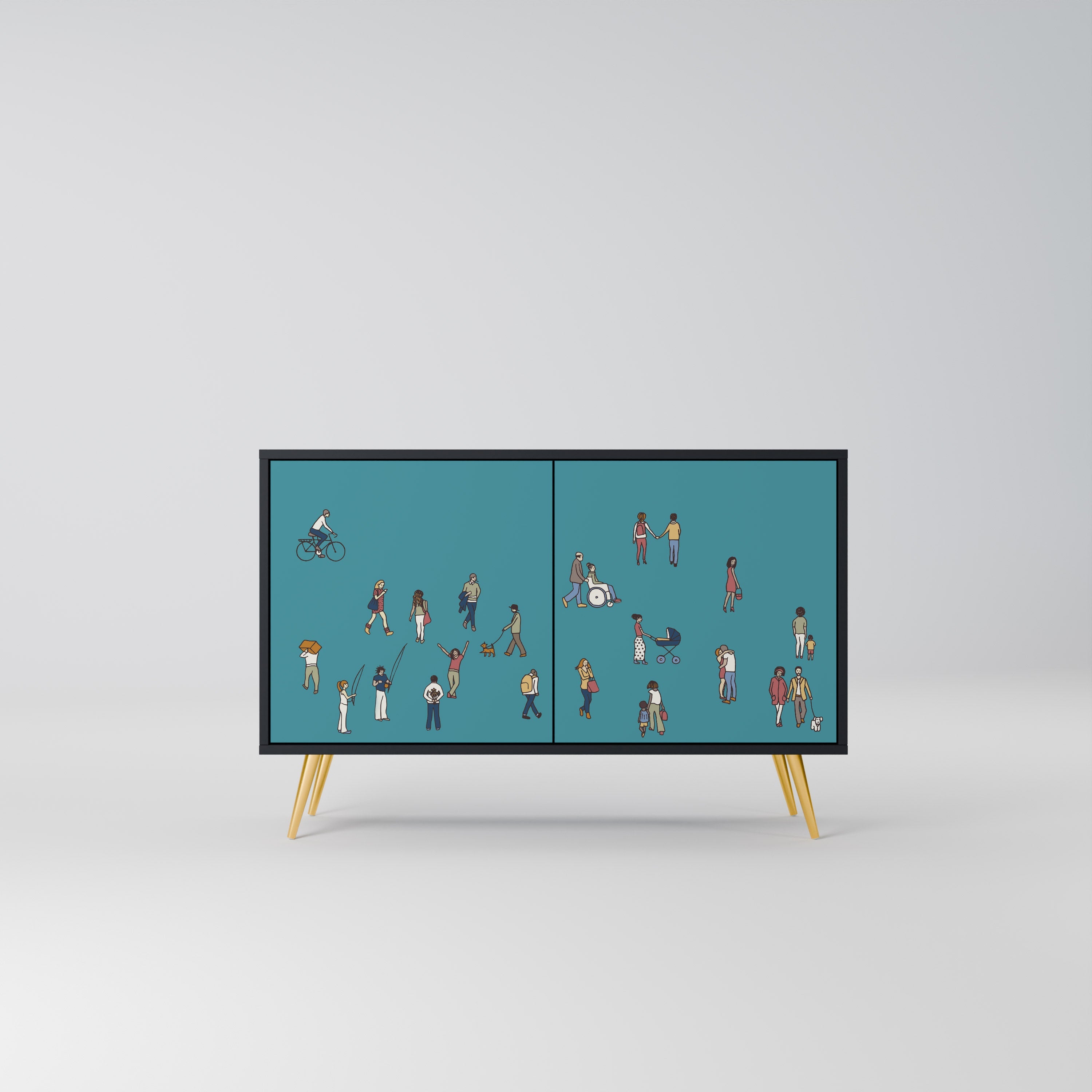 COLLECTIVE STREAM Sideboard mit 2 Türen in Schwarz