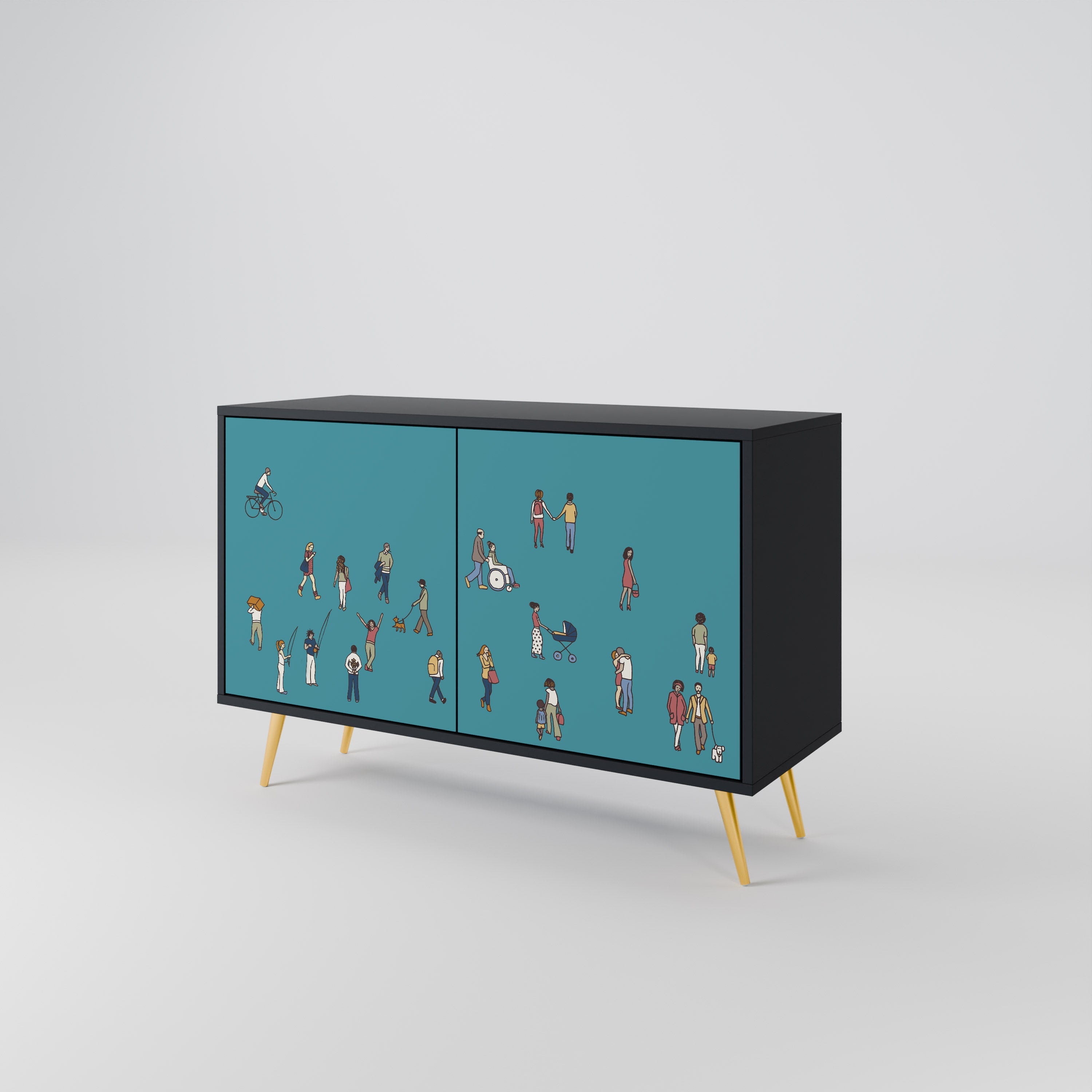 COLLECTIVE STREAM Sideboard mit 2 Türen in Schwarz