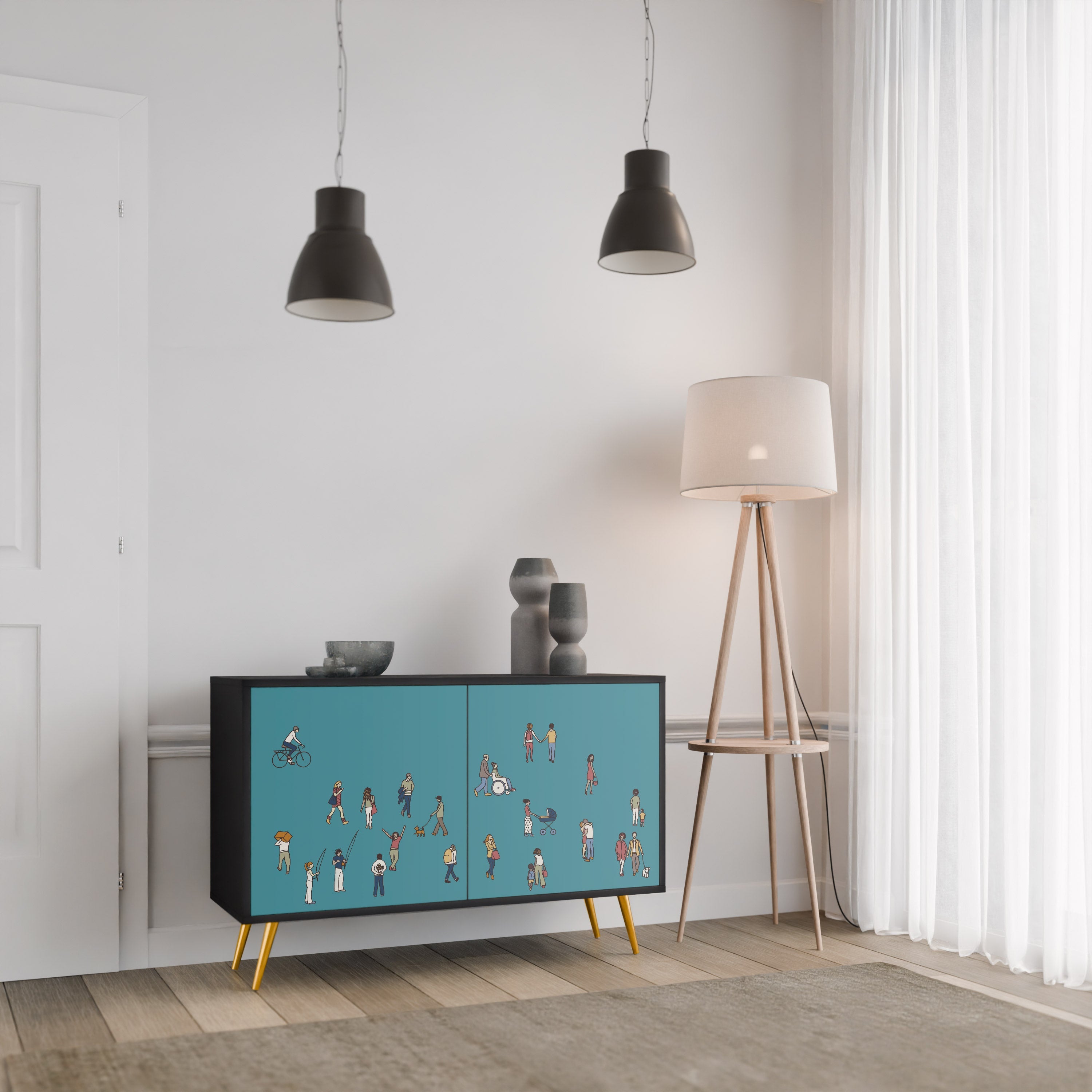 COLLECTIVE STREAM Sideboard mit 2 Türen in Schwarz
