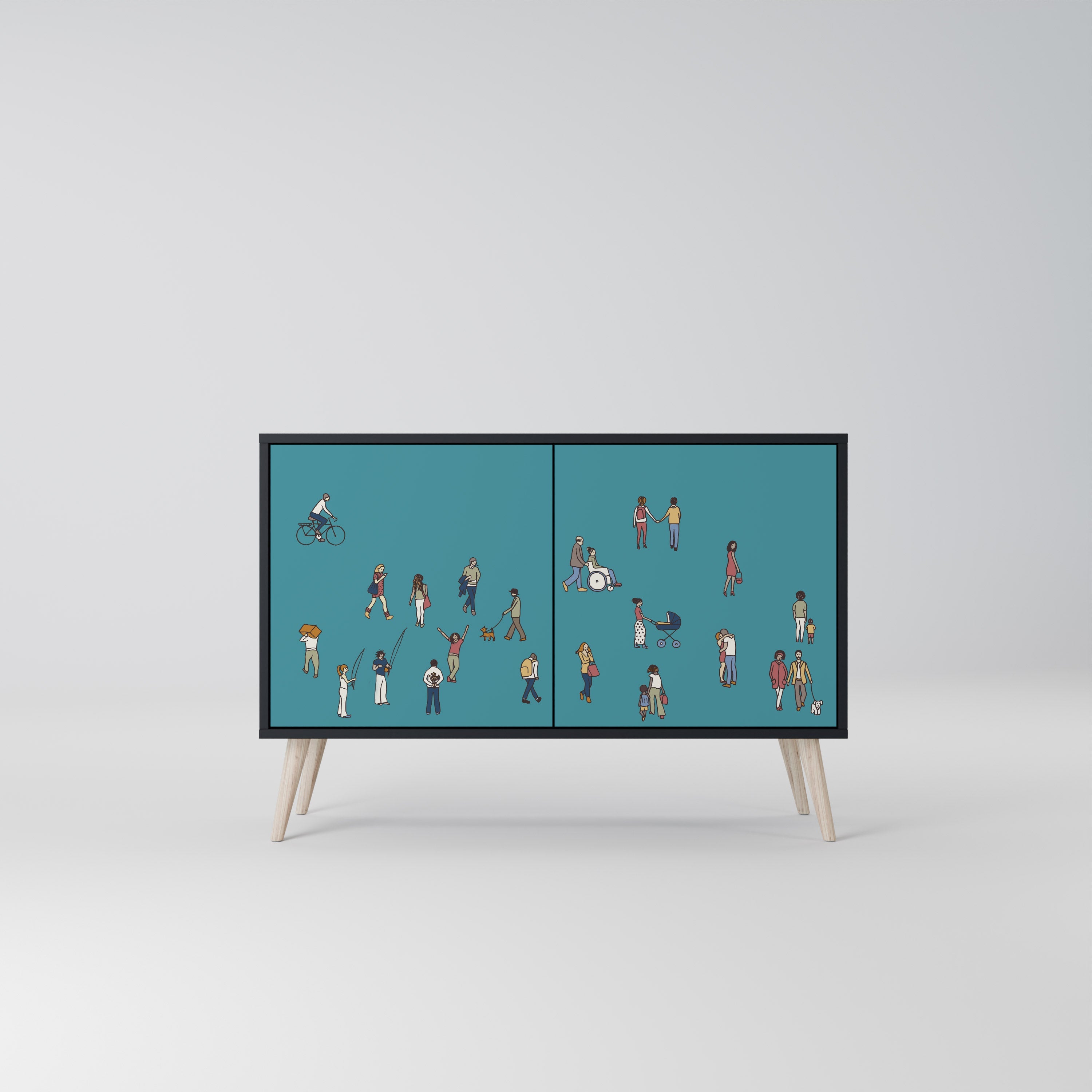 COLLECTIVE STREAM Sideboard mit 2 Türen in Schwarz