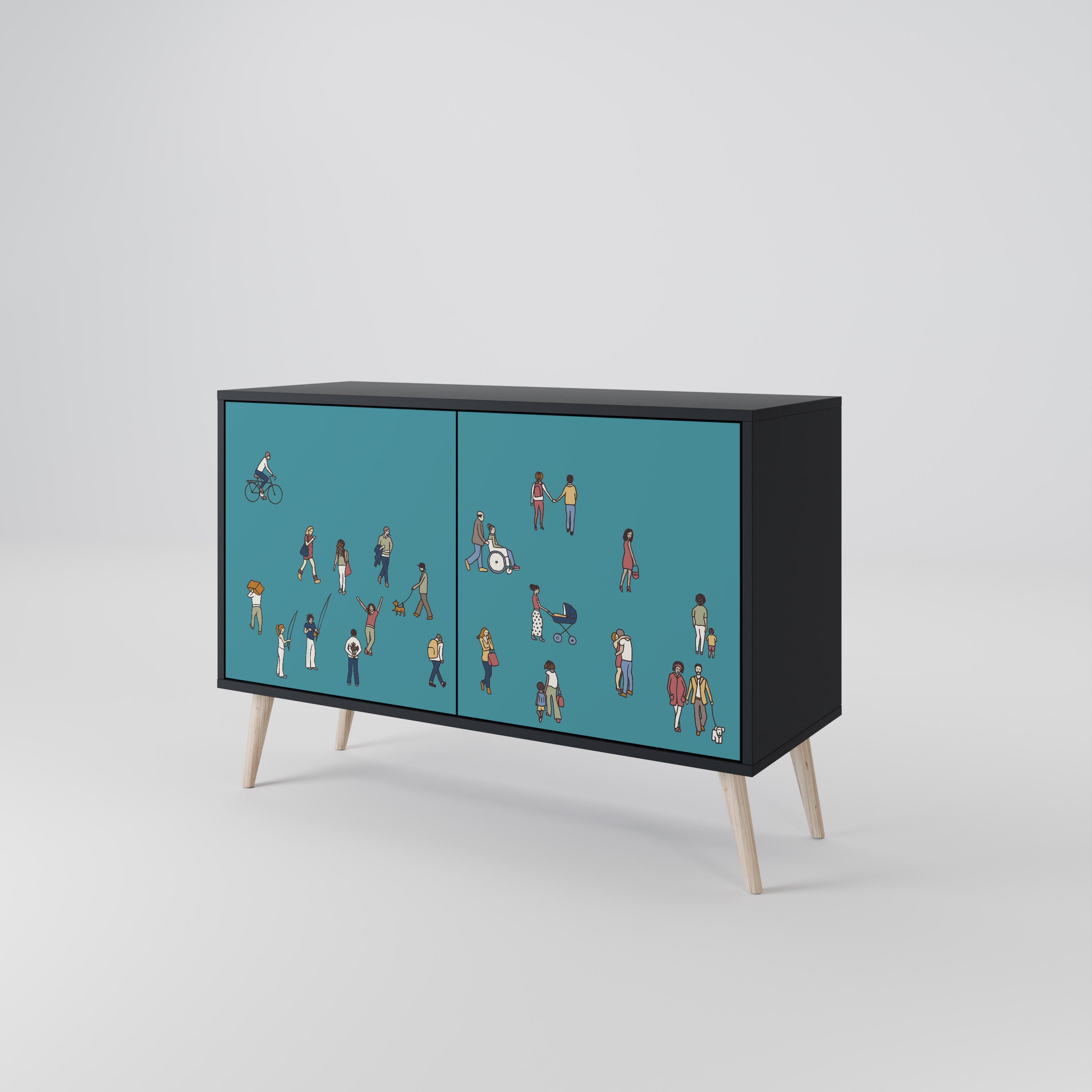 COLLECTIVE STREAM Sideboard mit 2 Türen in Schwarz