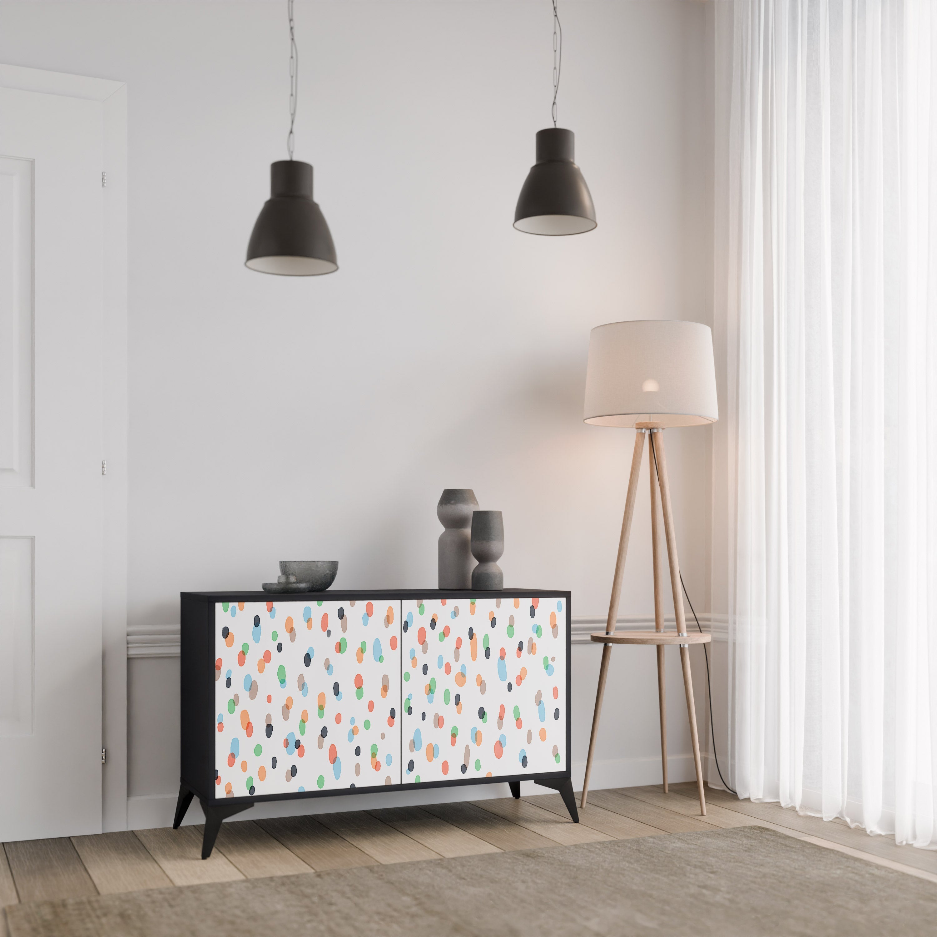 ENERGETIC SPOTS Sideboard mit 2 Türen in Schwarz