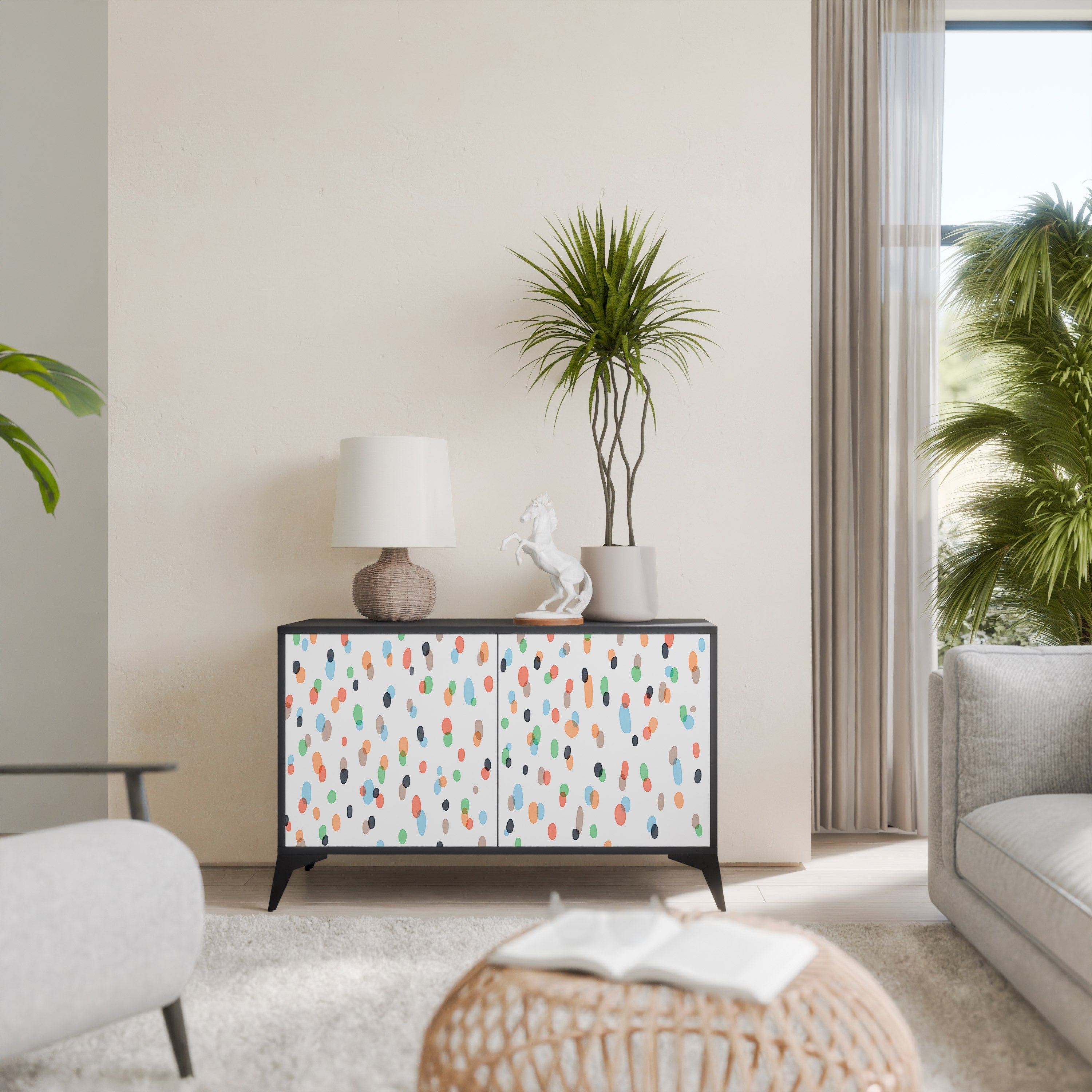 ENERGETIC SPOTS Sideboard mit 2 Türen in Schwarz