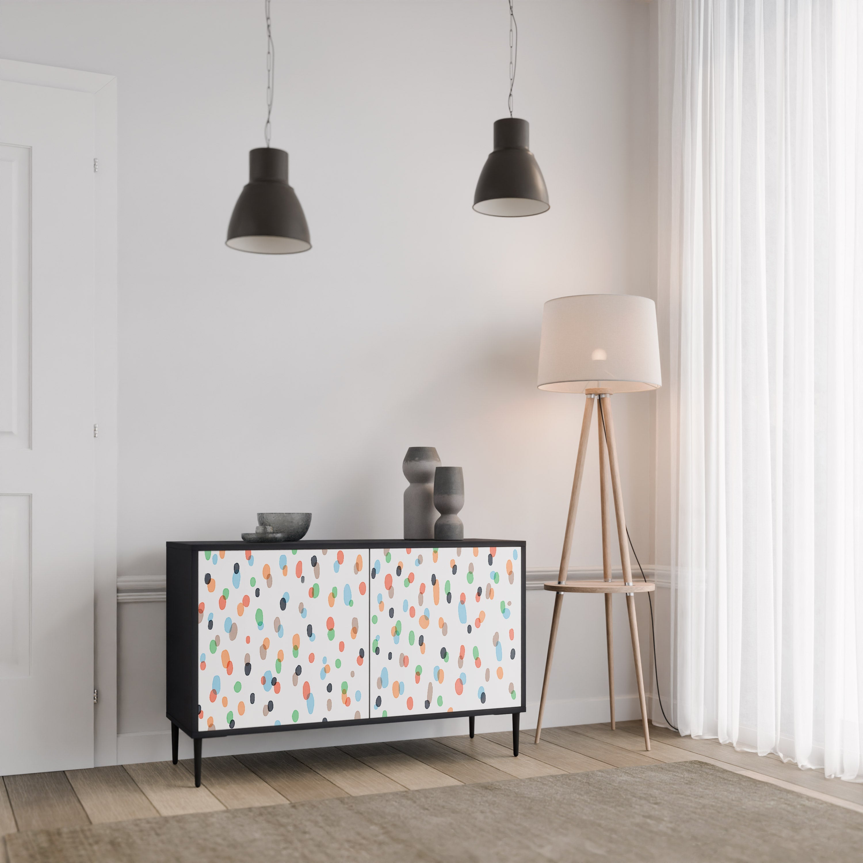 ENERGETIC SPOTS Sideboard mit 2 Türen in Schwarz