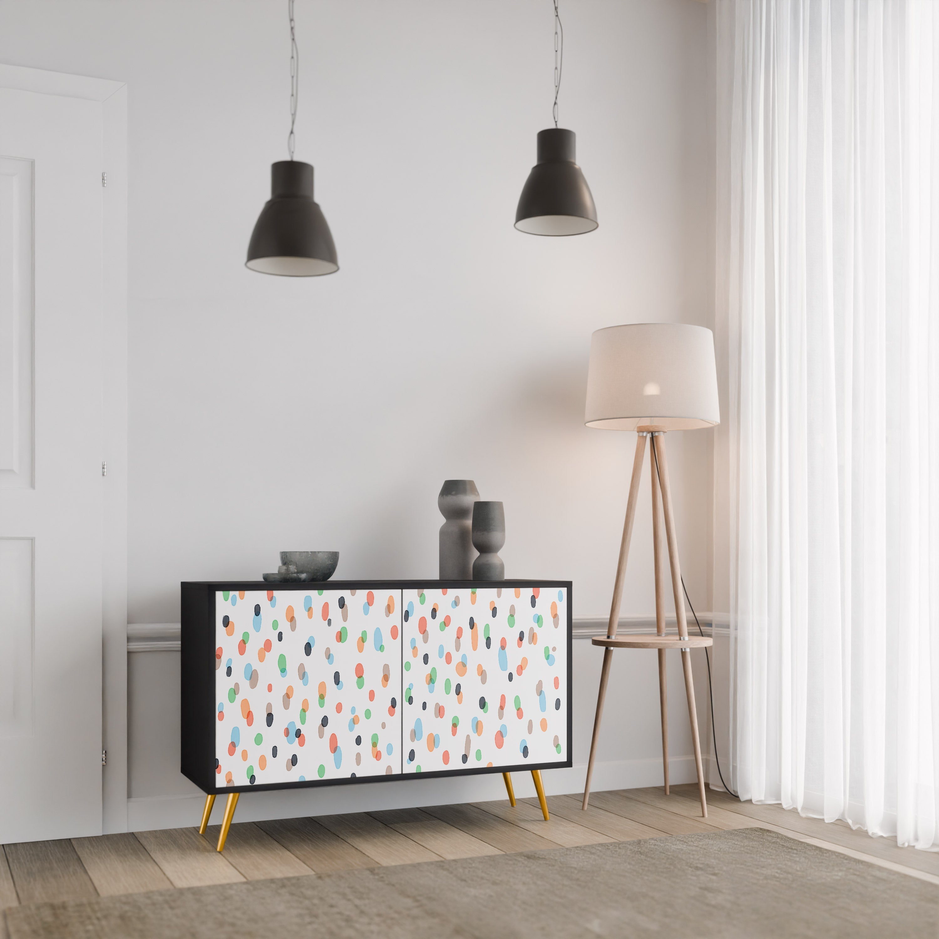 ENERGETIC SPOTS Sideboard mit 2 Türen in Schwarz