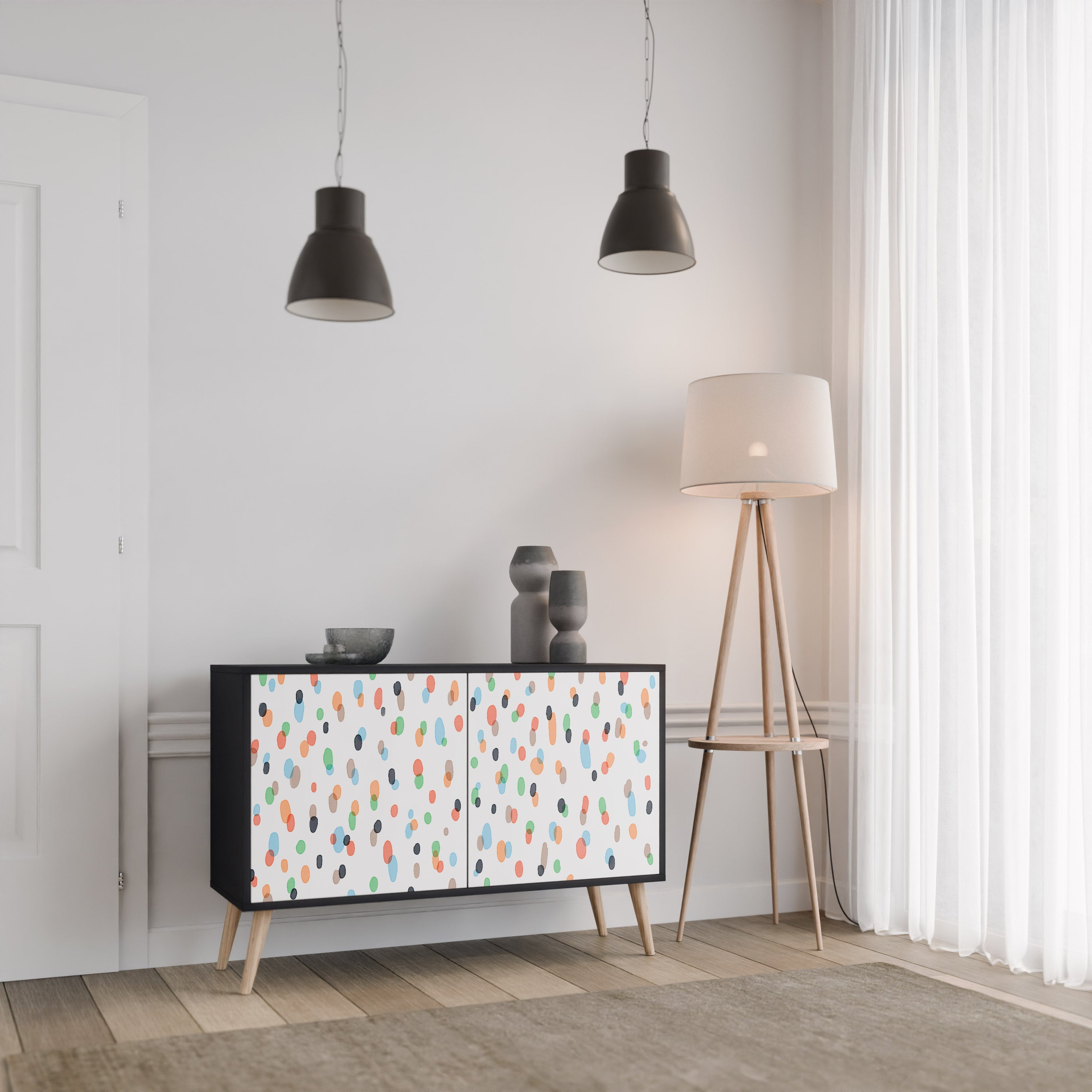 ENERGETIC SPOTS Sideboard mit 2 Türen in Schwarz