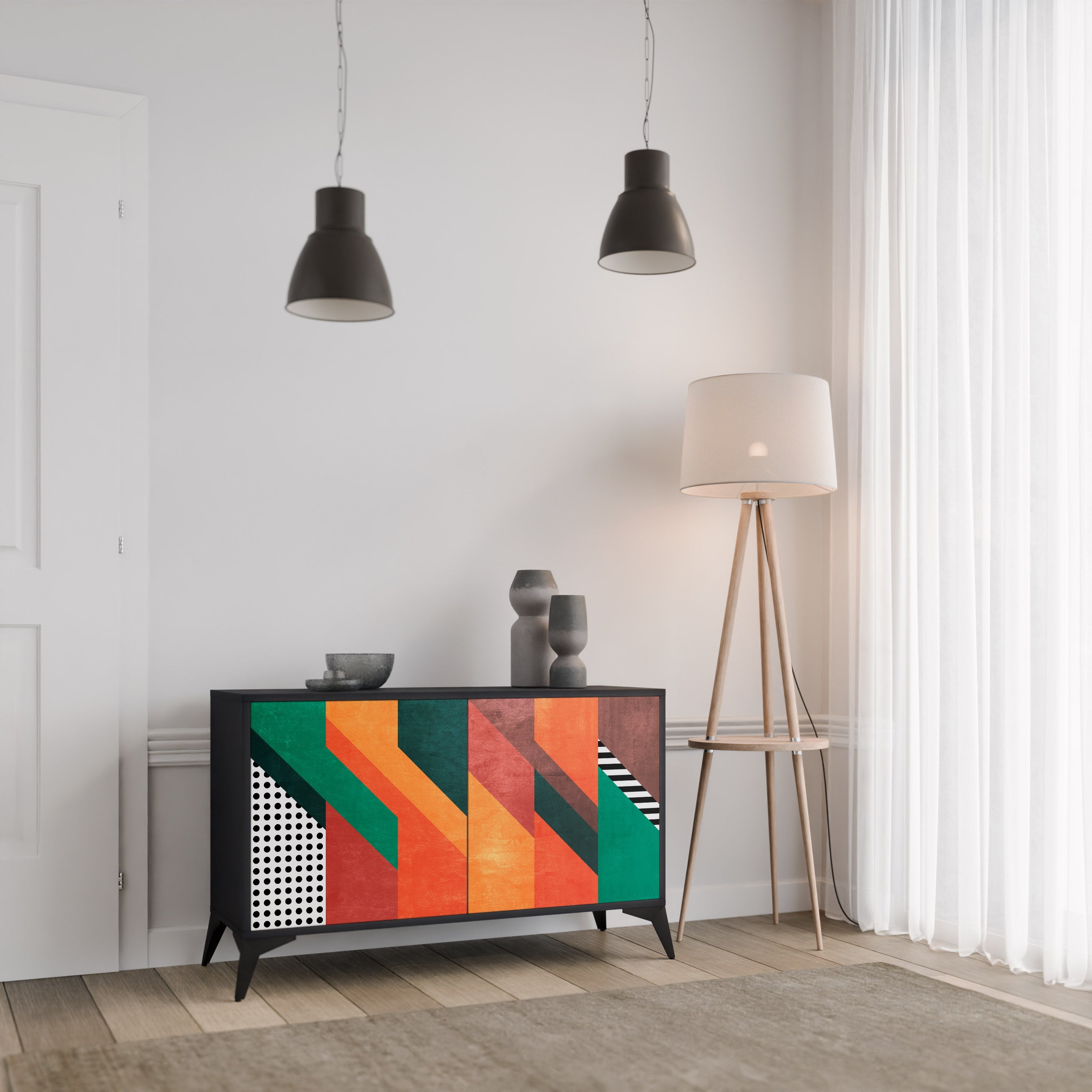 MAKESHIFT ARTISTRY Sideboard mit 2 Türen in Schwarz