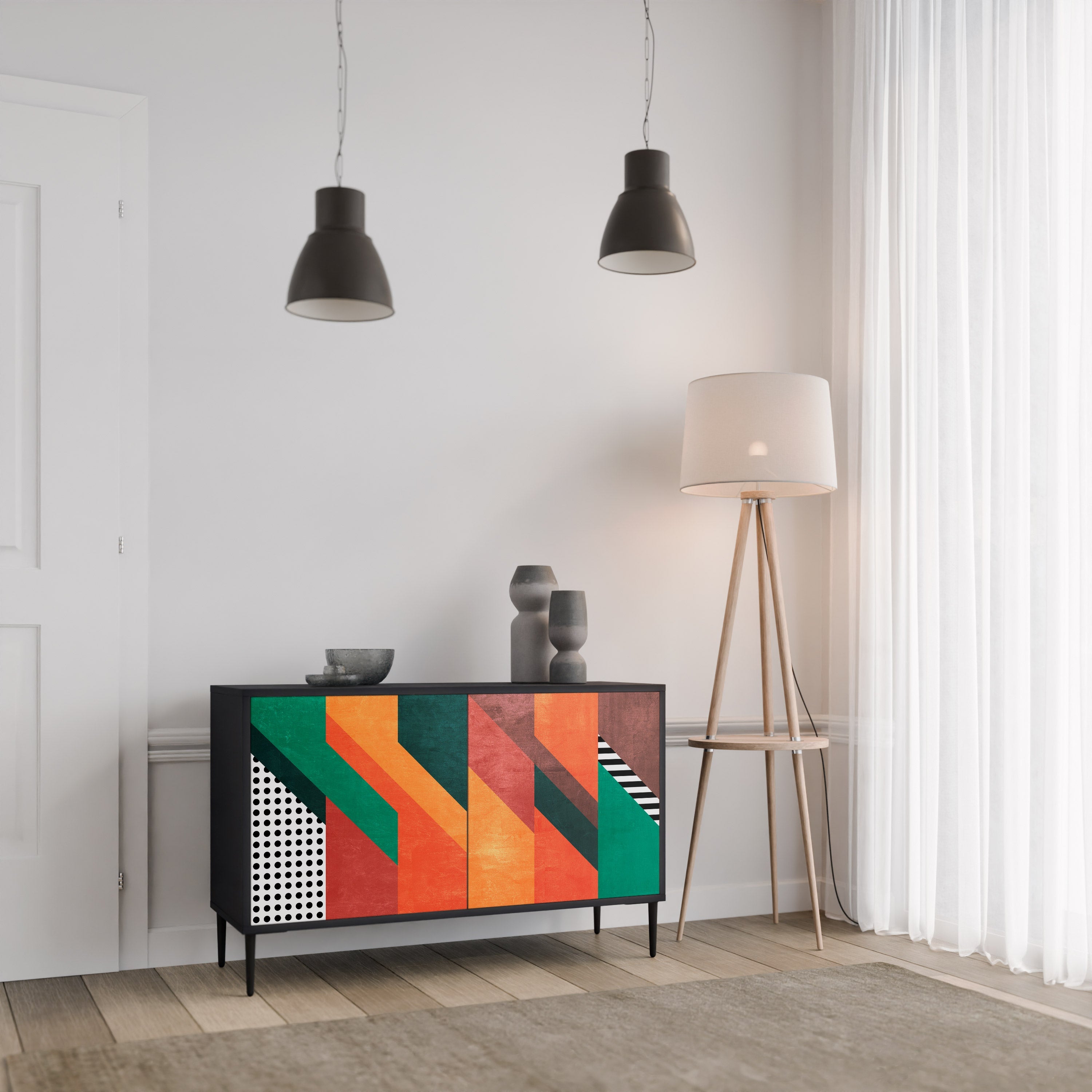 MAKESHIFT ARTISTRY Sideboard mit 2 Türen in Schwarz