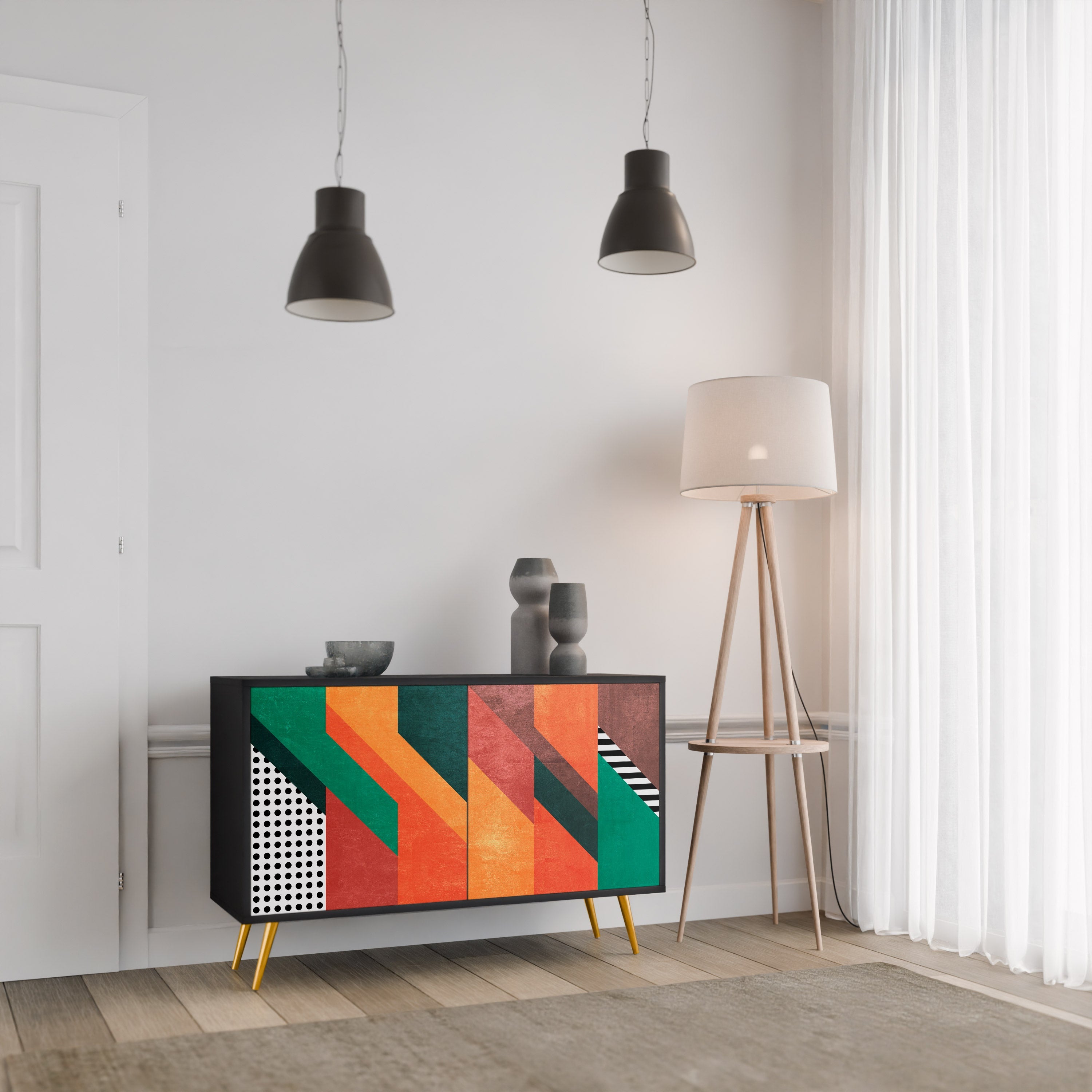 MAKESHIFT ARTISTRY Sideboard mit 2 Türen in Schwarz