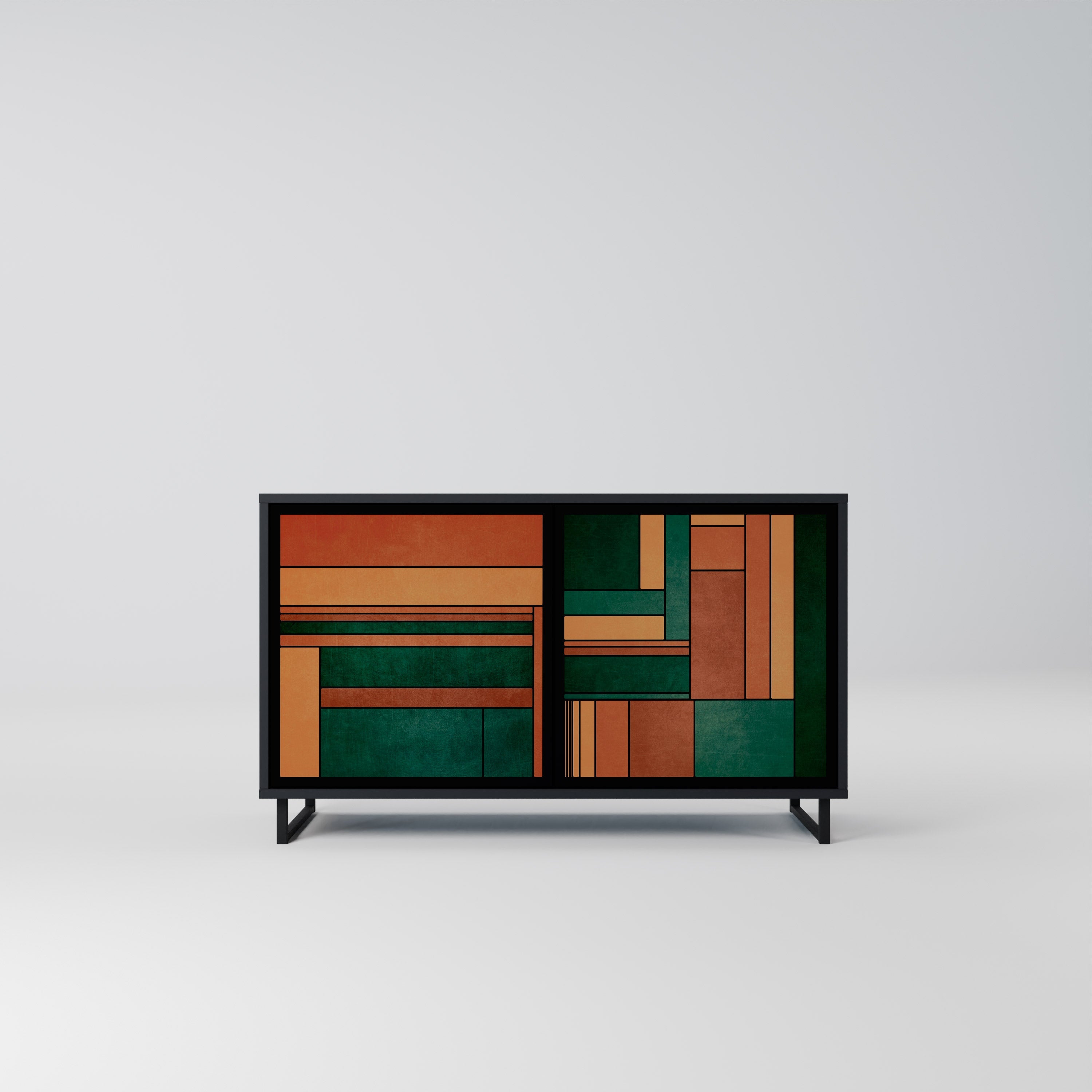 EARTHY FIGURES Sideboard mit 2 Türen in Schwarz
