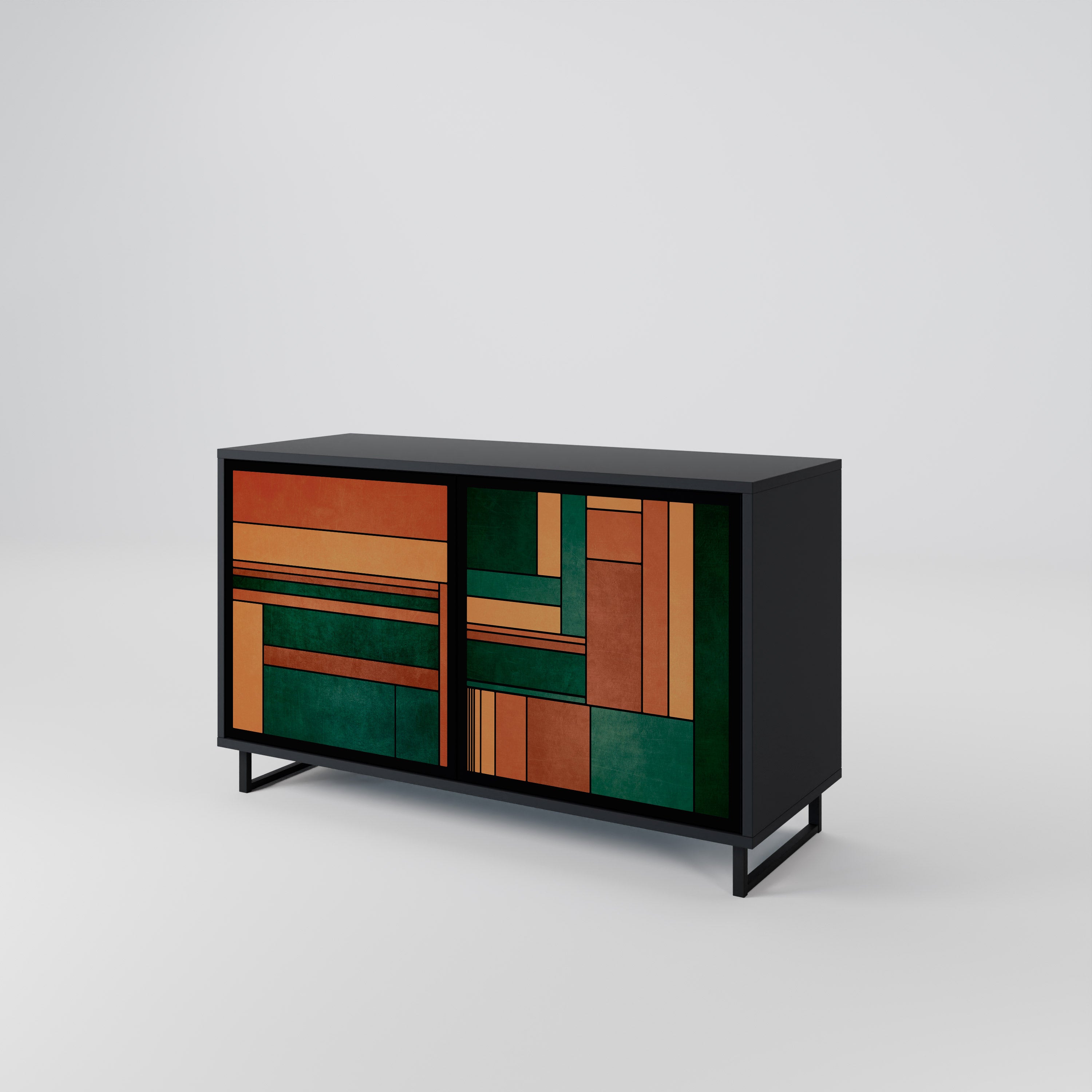 EARTHY FIGURES Sideboard mit 2 Türen in Schwarz