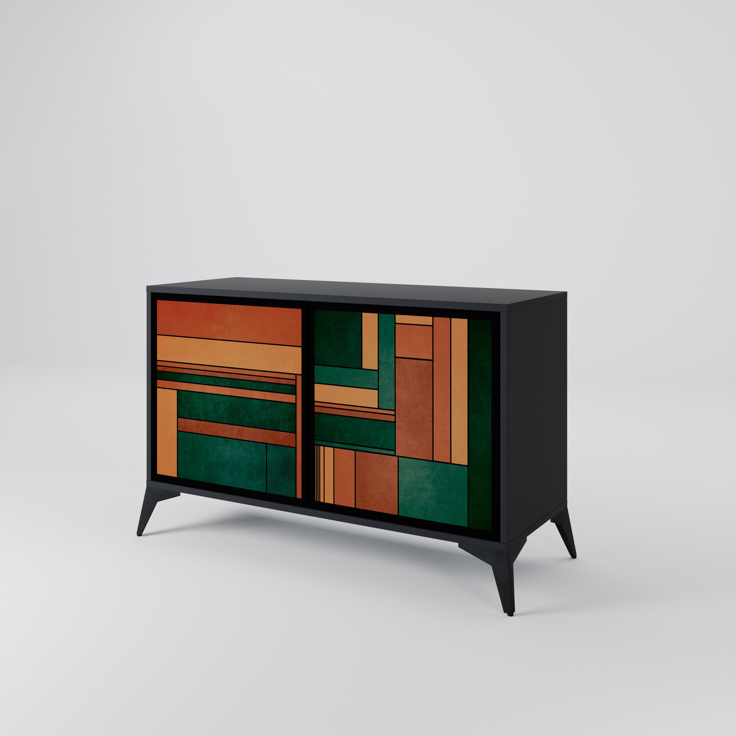 EARTHY FIGURES Sideboard mit 2 Türen in Schwarz