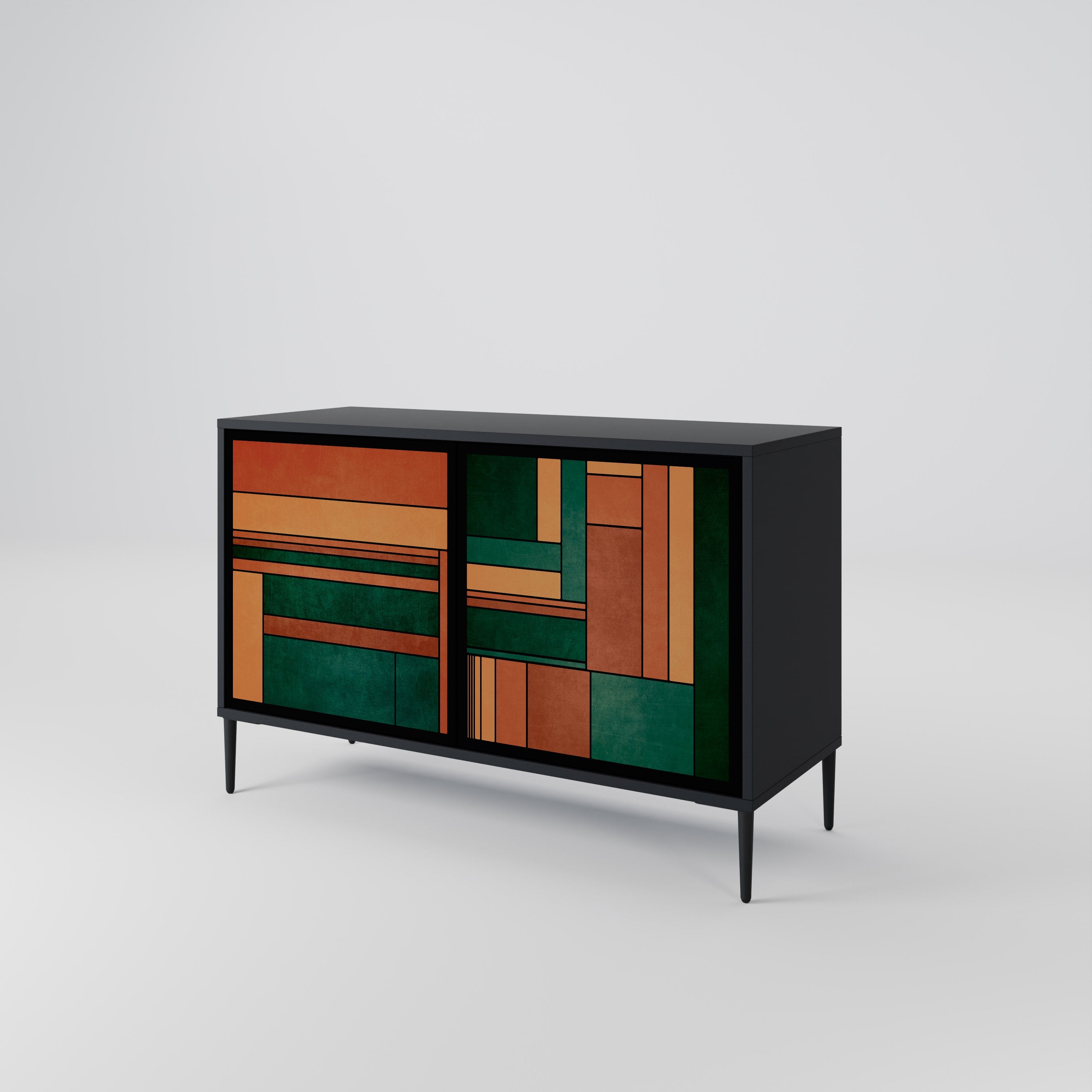 EARTHY FIGURES Sideboard mit 2 Türen in Schwarz