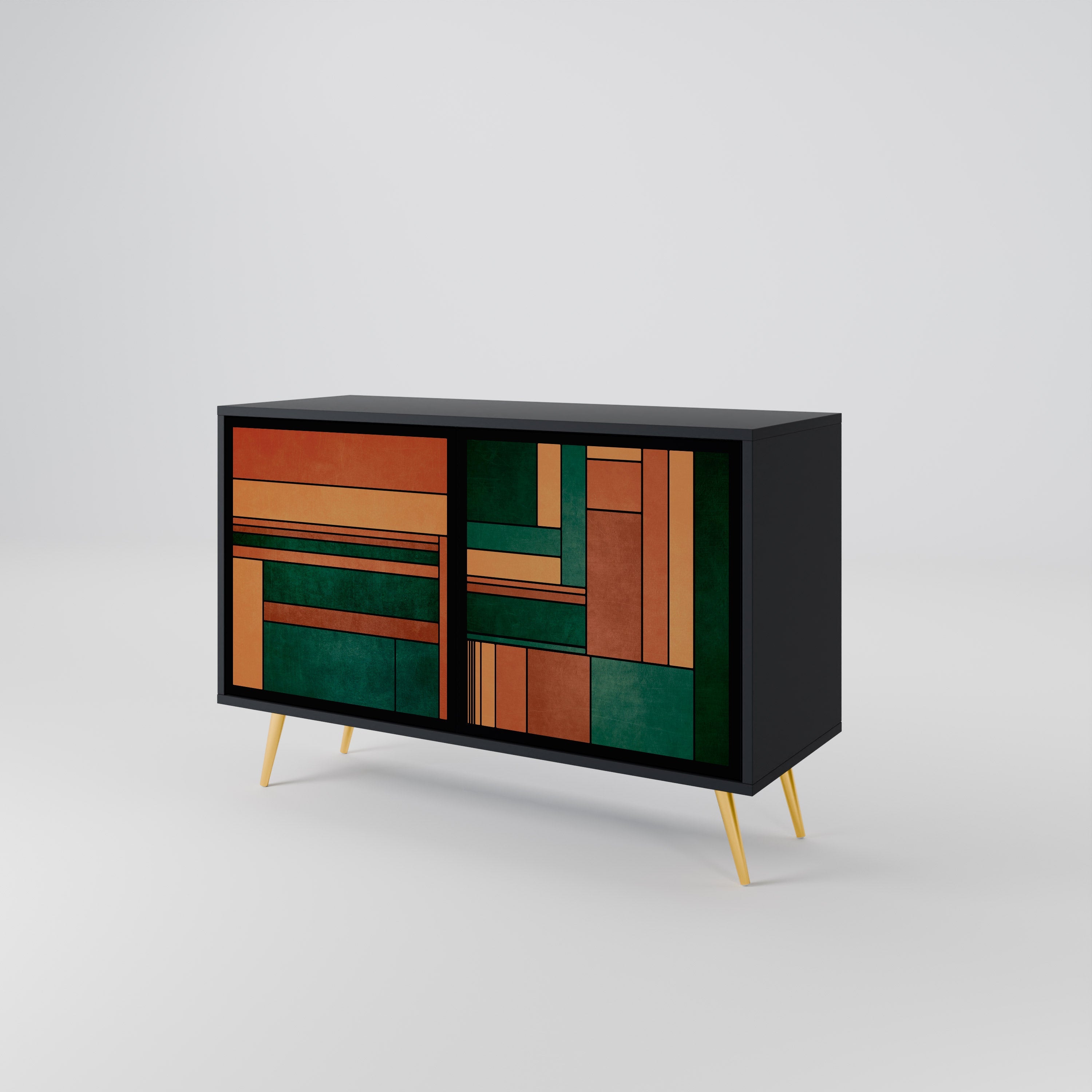 EARTHY FIGURES Sideboard mit 2 Türen in Schwarz