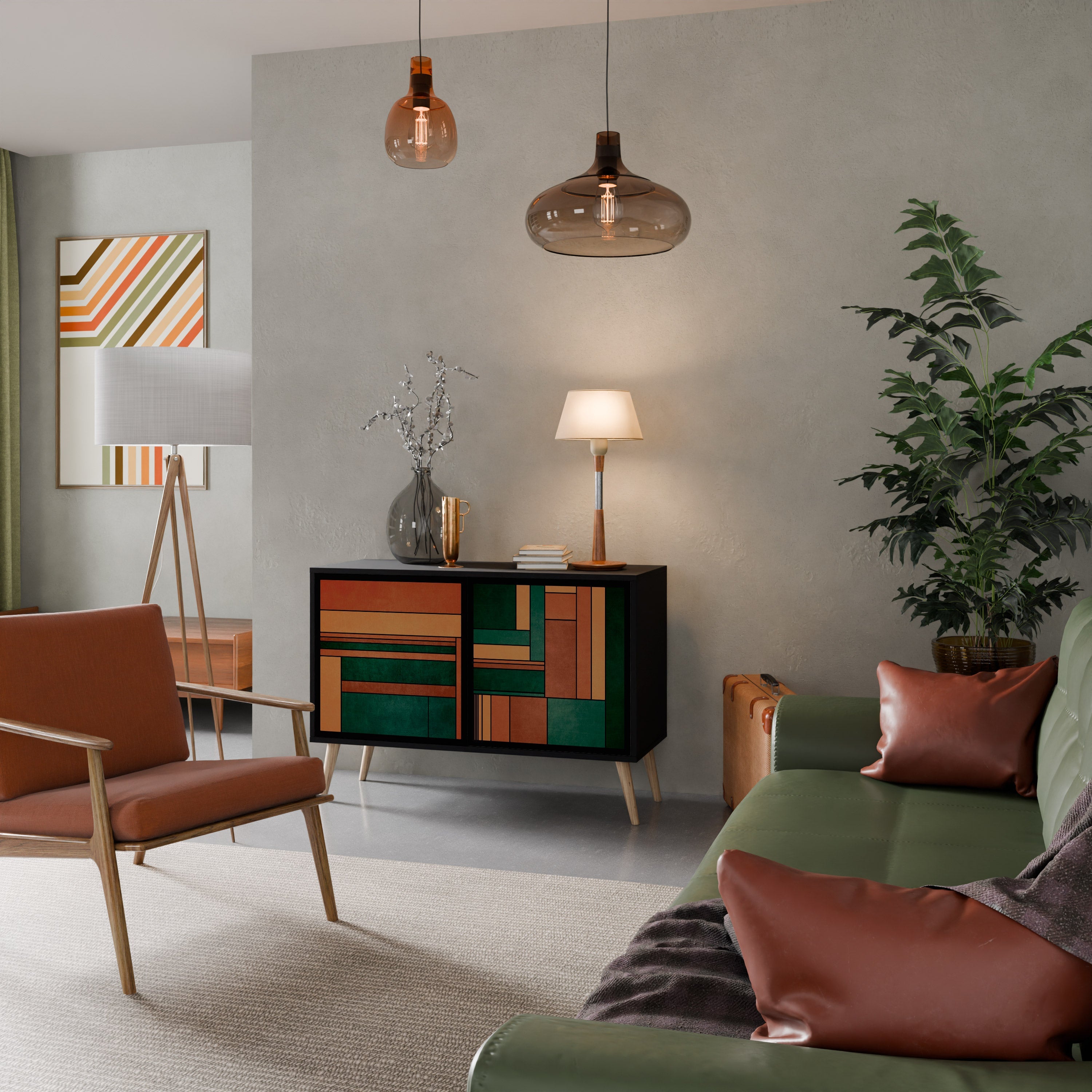 EARTHY FIGURES Sideboard mit 2 Türen in Schwarz