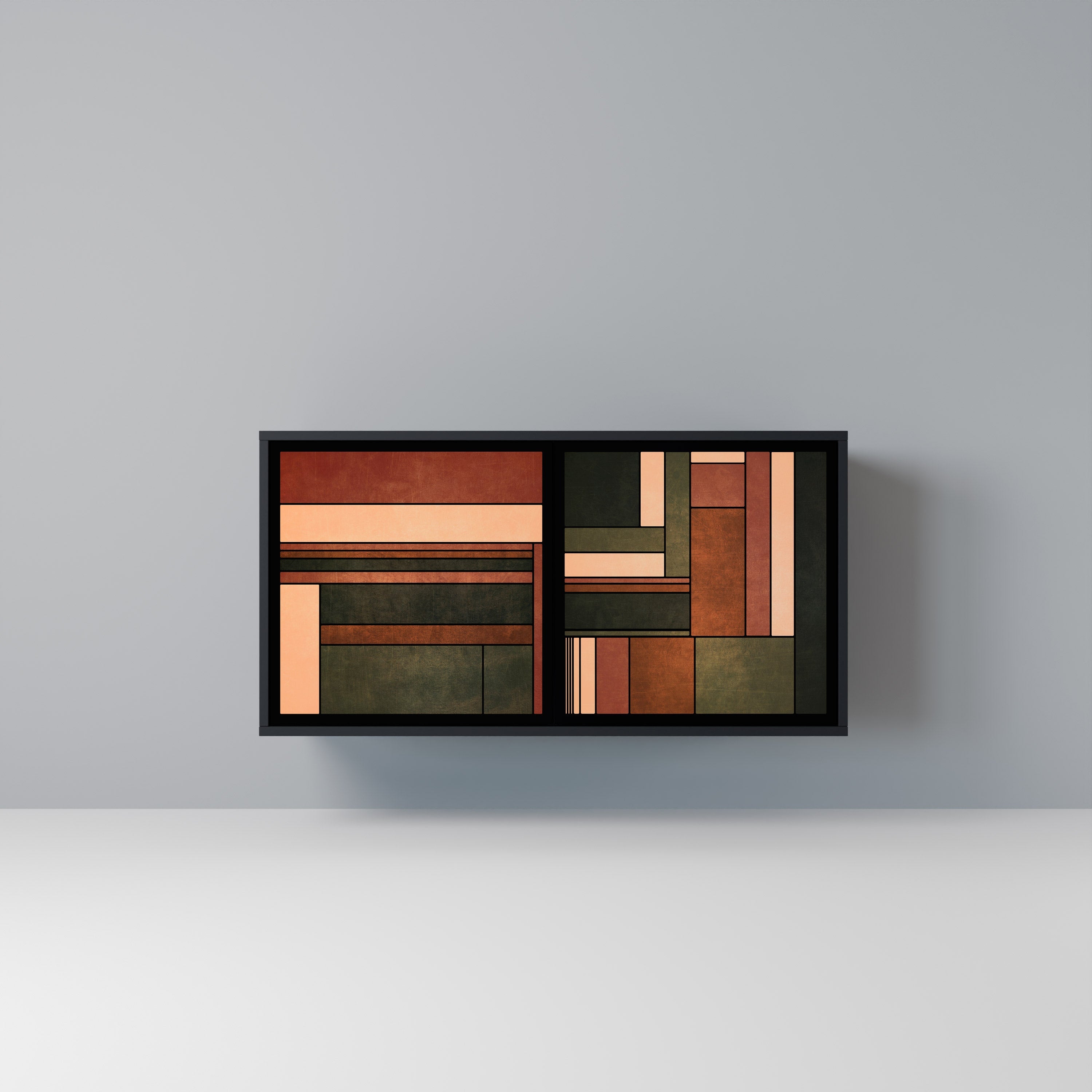 FIGURES OF NATURE Sideboard mit 2 Türen in Schwarz