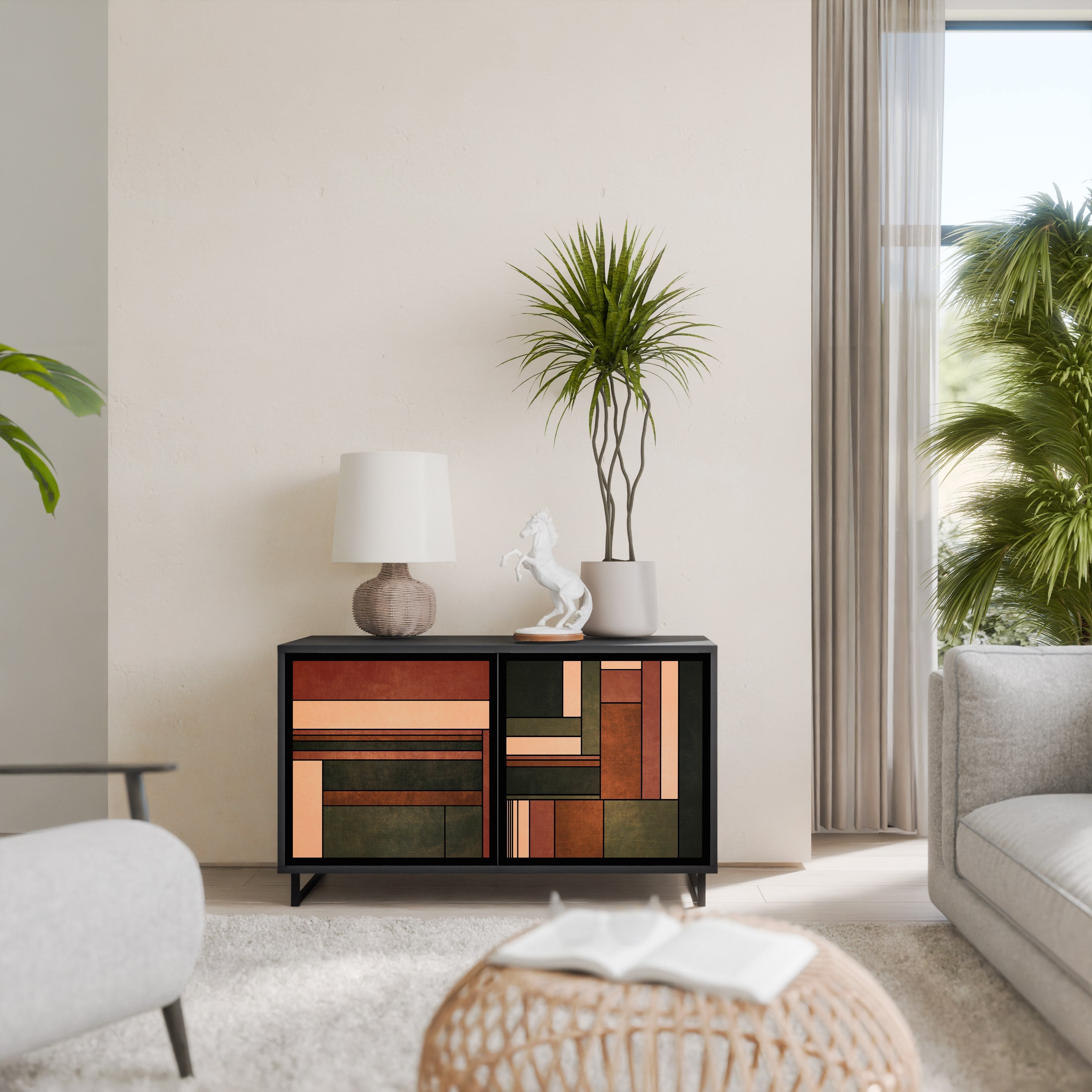 FIGURES OF NATURE Sideboard mit 2 Türen in Schwarz