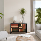 FIGURES OF NATURE Sideboard mit 2 Türen in Schwarz