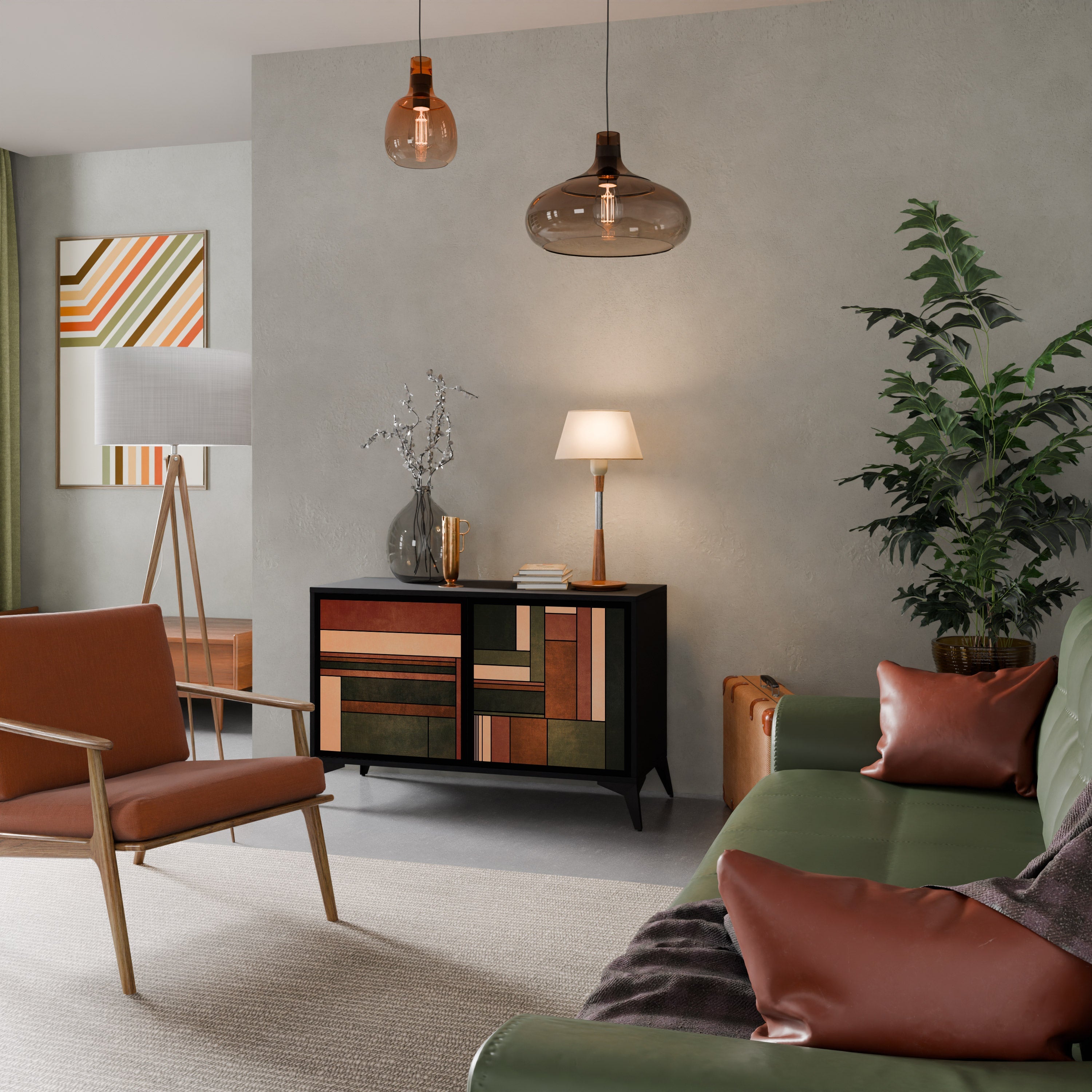 FIGURES OF NATURE Sideboard mit 2 Türen in Schwarz