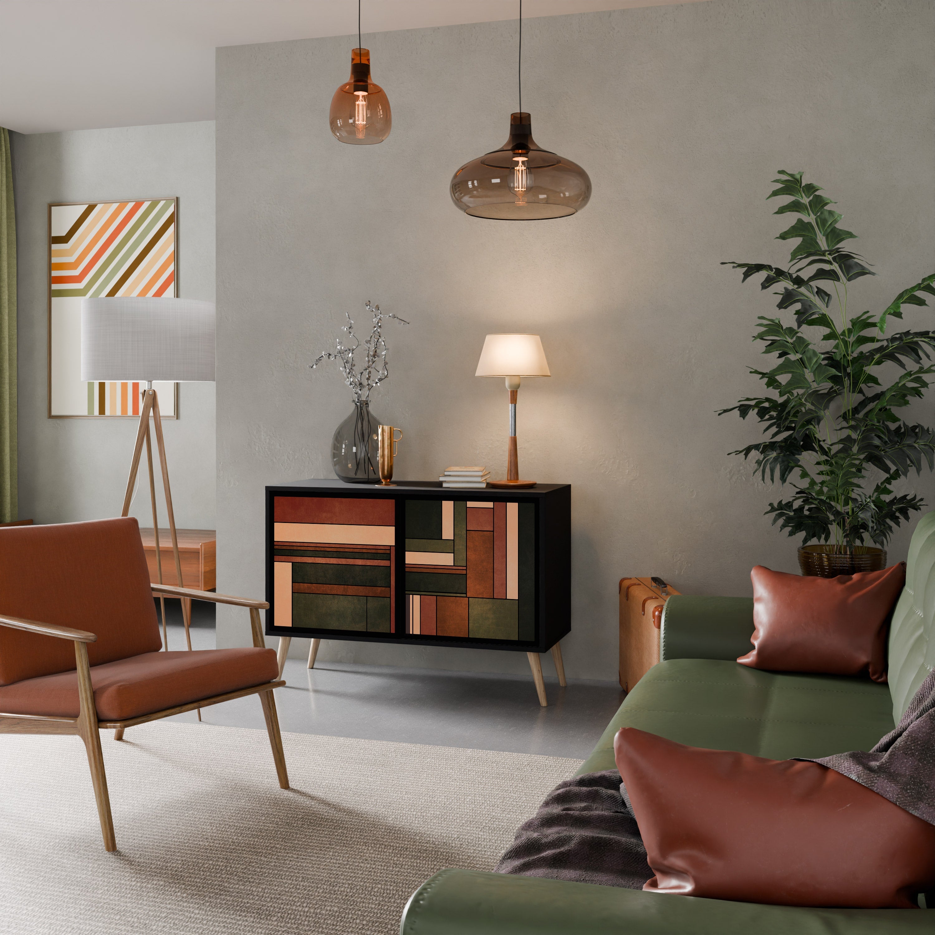 FIGURES OF NATURE Sideboard mit 2 Türen in Schwarz