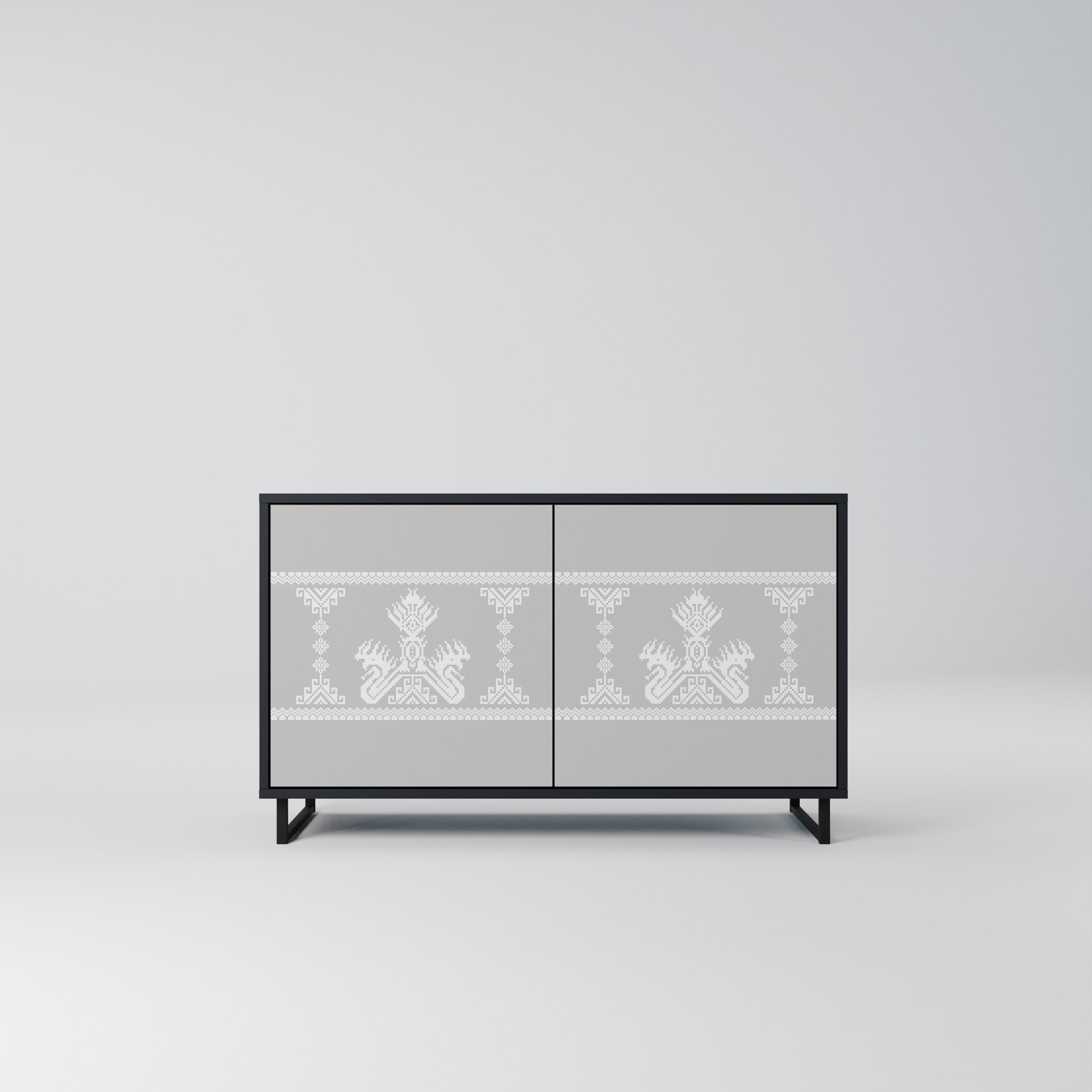 THAI GRAY Sideboard mit 2 Türen in Schwarz