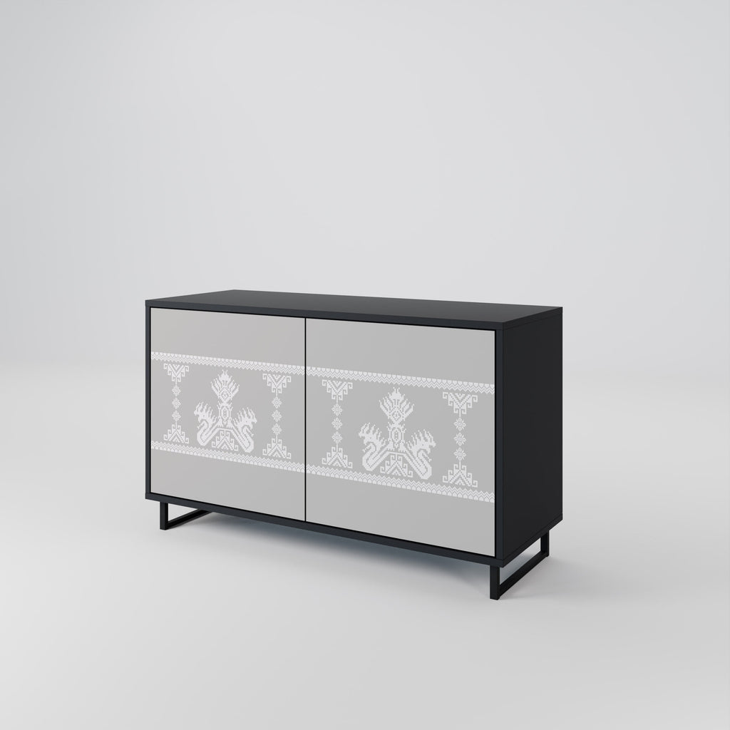 THAI GRAY Sideboard mit 2 Türen in Schwarz