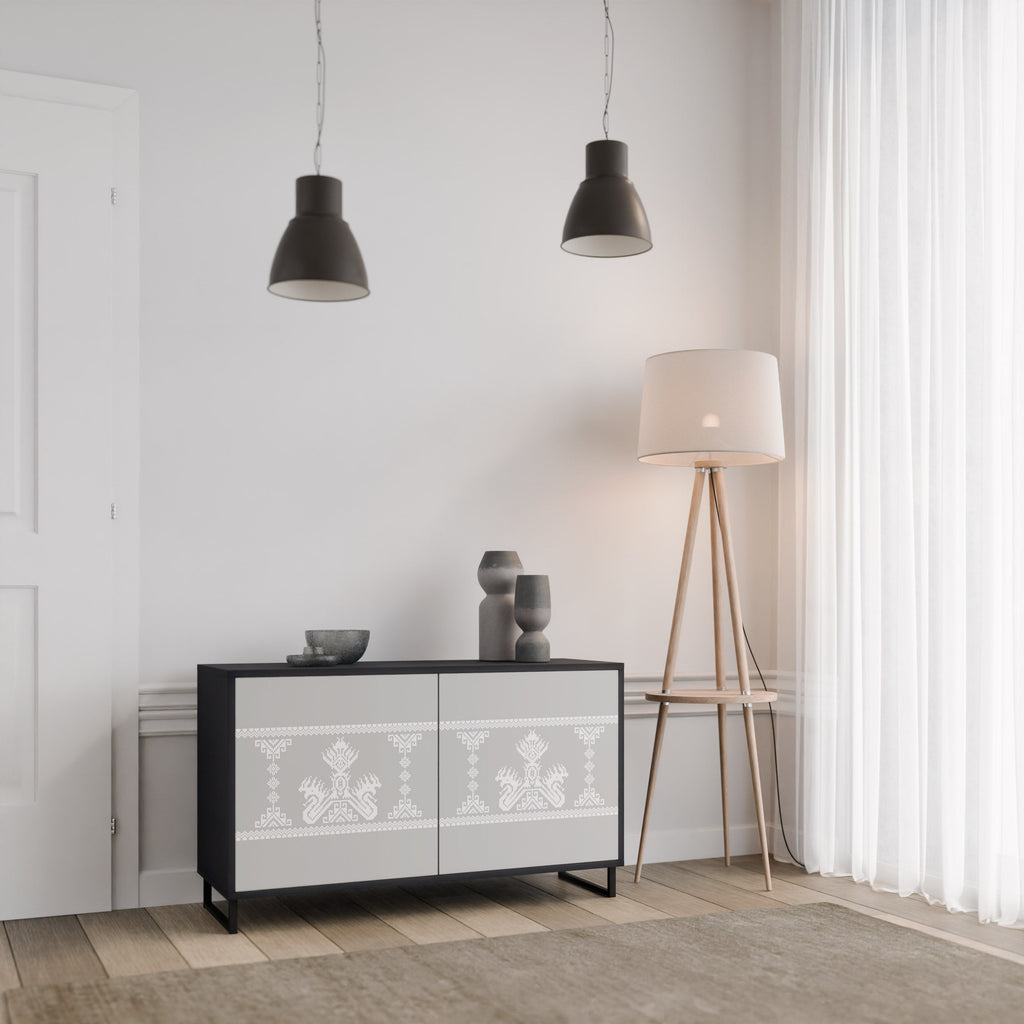 THAI GRAY Sideboard mit 2 Türen in Schwarz