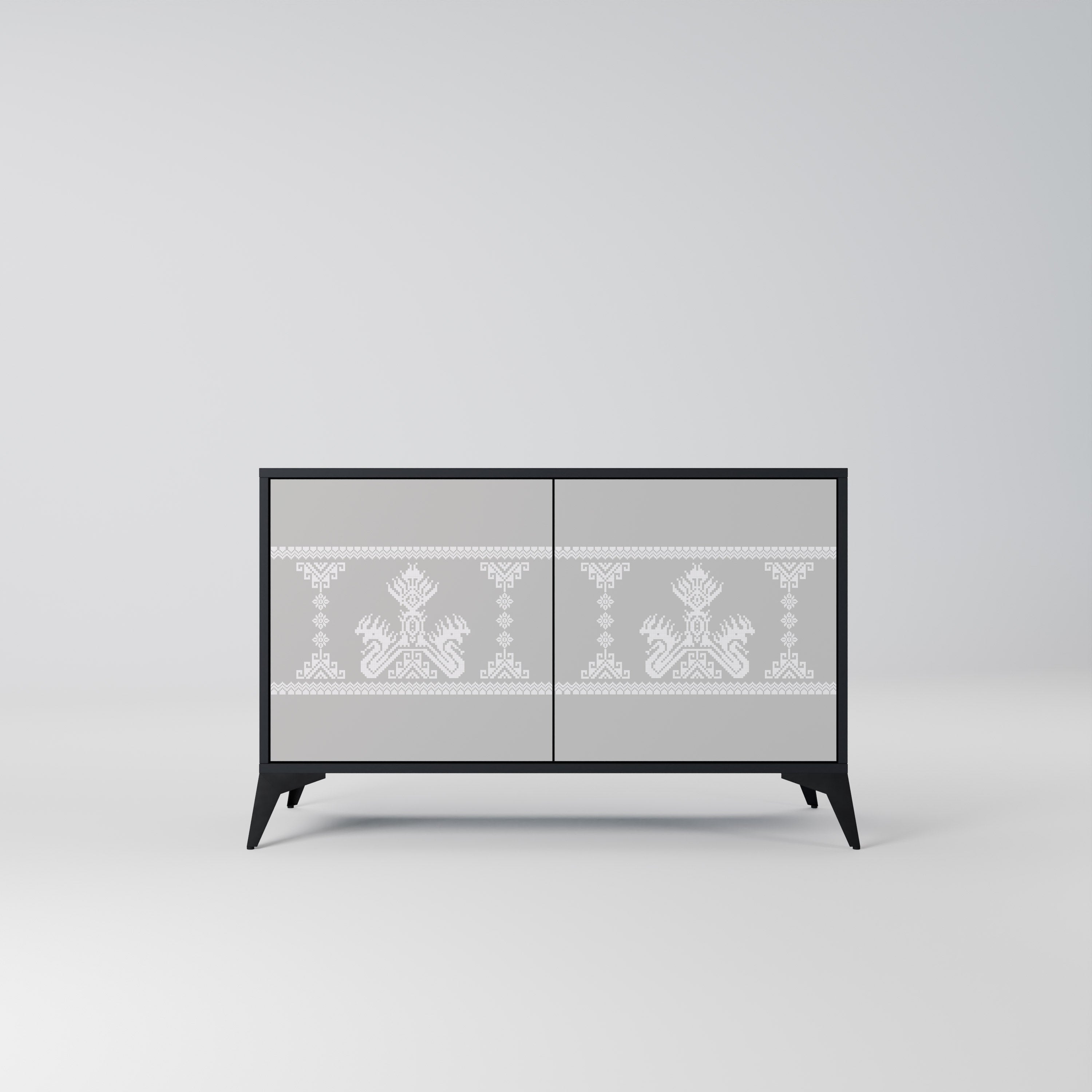 THAI GRAY Sideboard mit 2 Türen in Schwarz