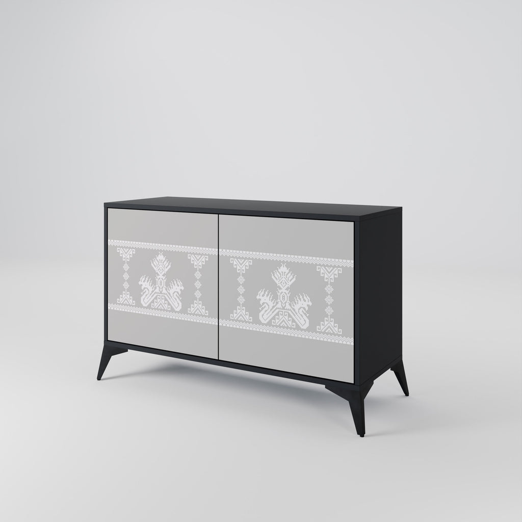 THAI GRAY Sideboard mit 2 Türen in Schwarz
