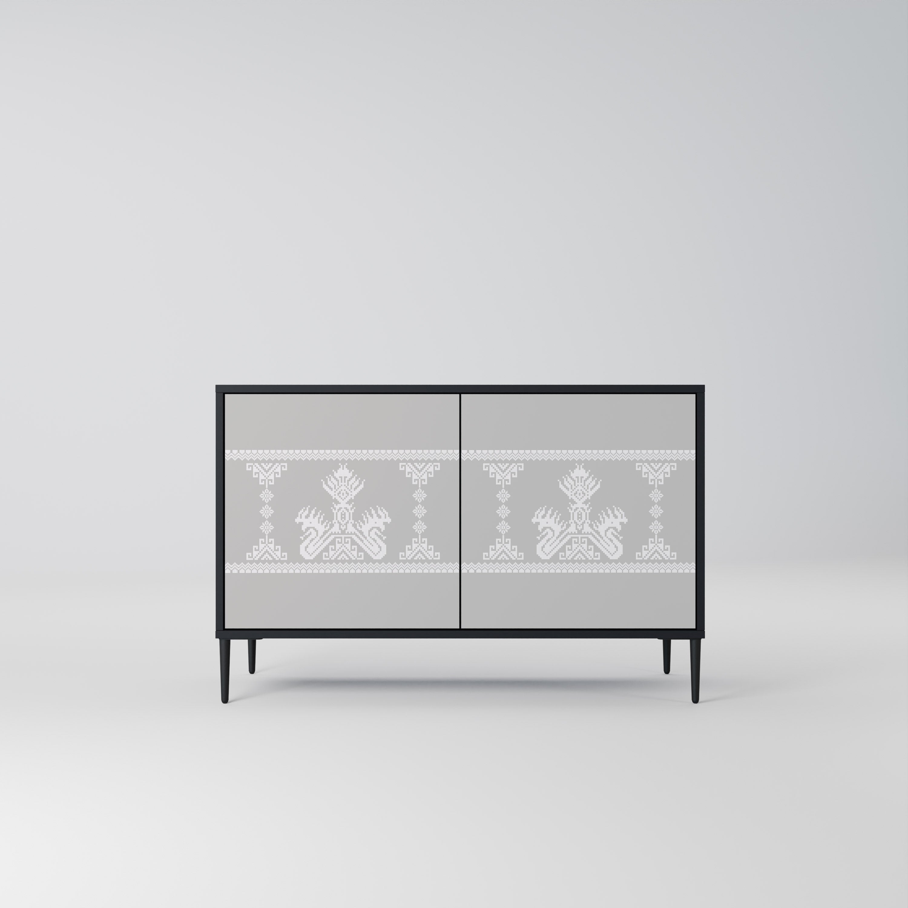 THAI GRAY Sideboard mit 2 Türen in Schwarz
