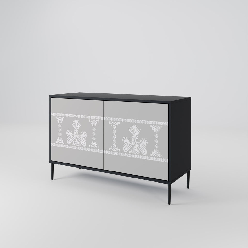 THAI GRAY Sideboard mit 2 Türen in Schwarz