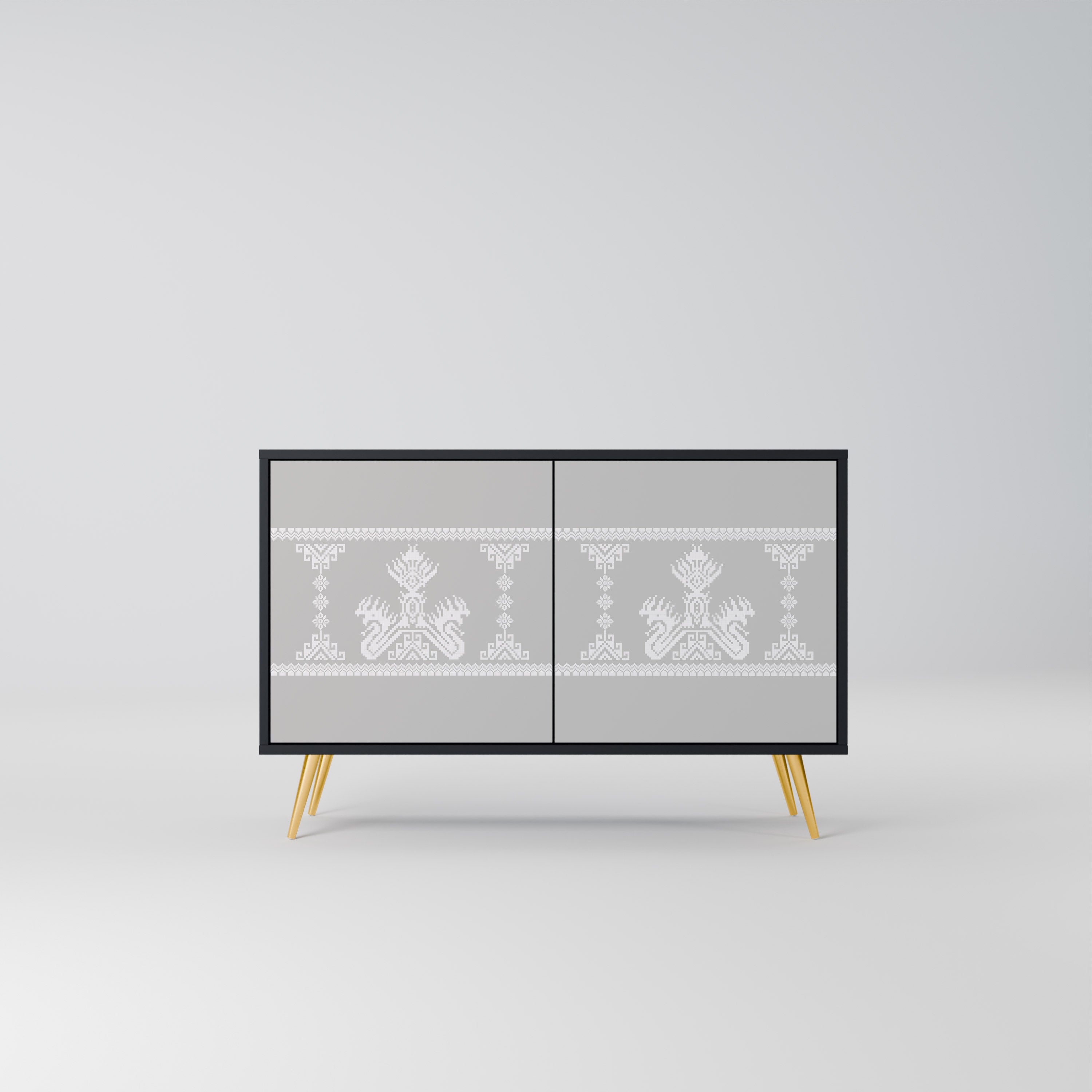 THAI GRAY Sideboard mit 2 Türen in Schwarz