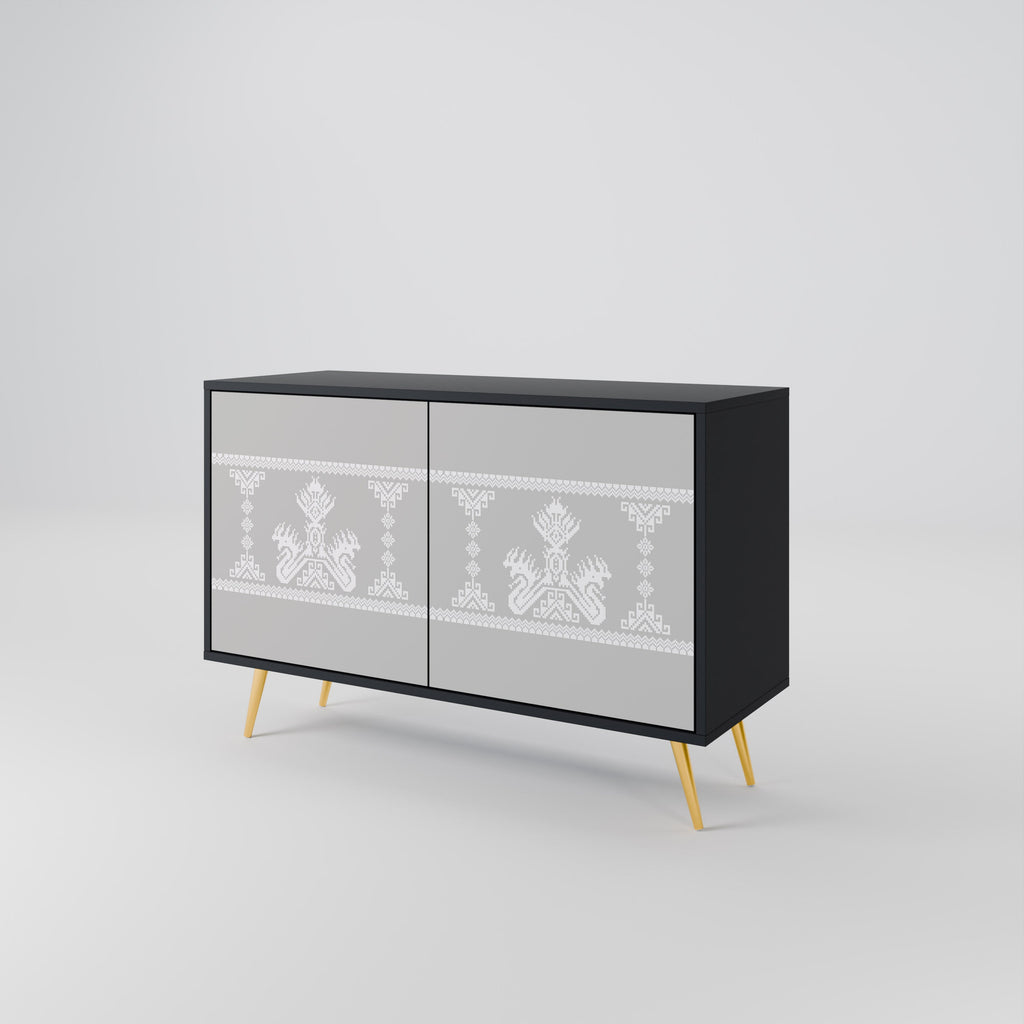 THAI GRAY Sideboard mit 2 Türen in Schwarz