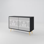 THAI GRAY Sideboard mit 2 Türen in Schwarz