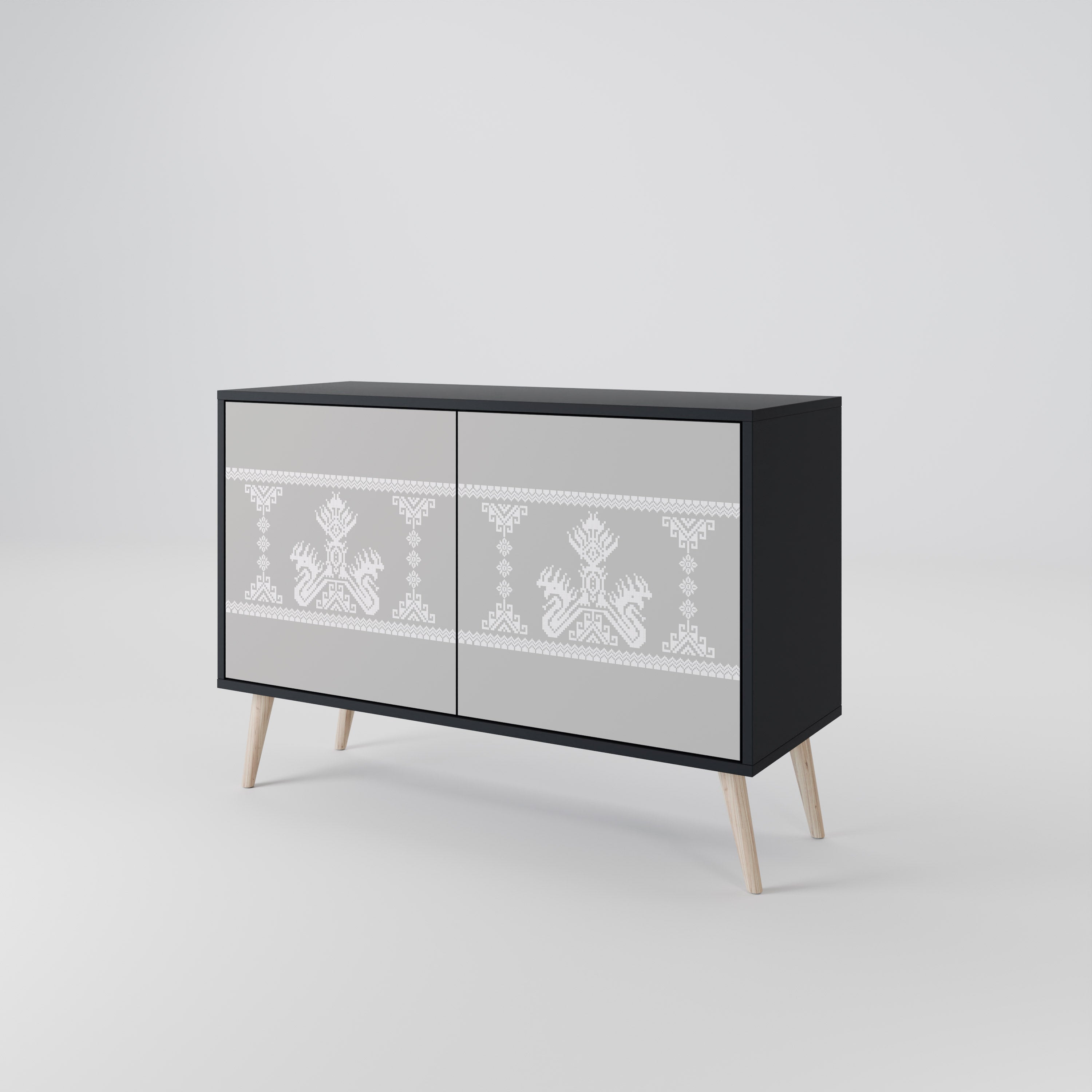 THAI GRAY Sideboard mit 2 Türen in Schwarz