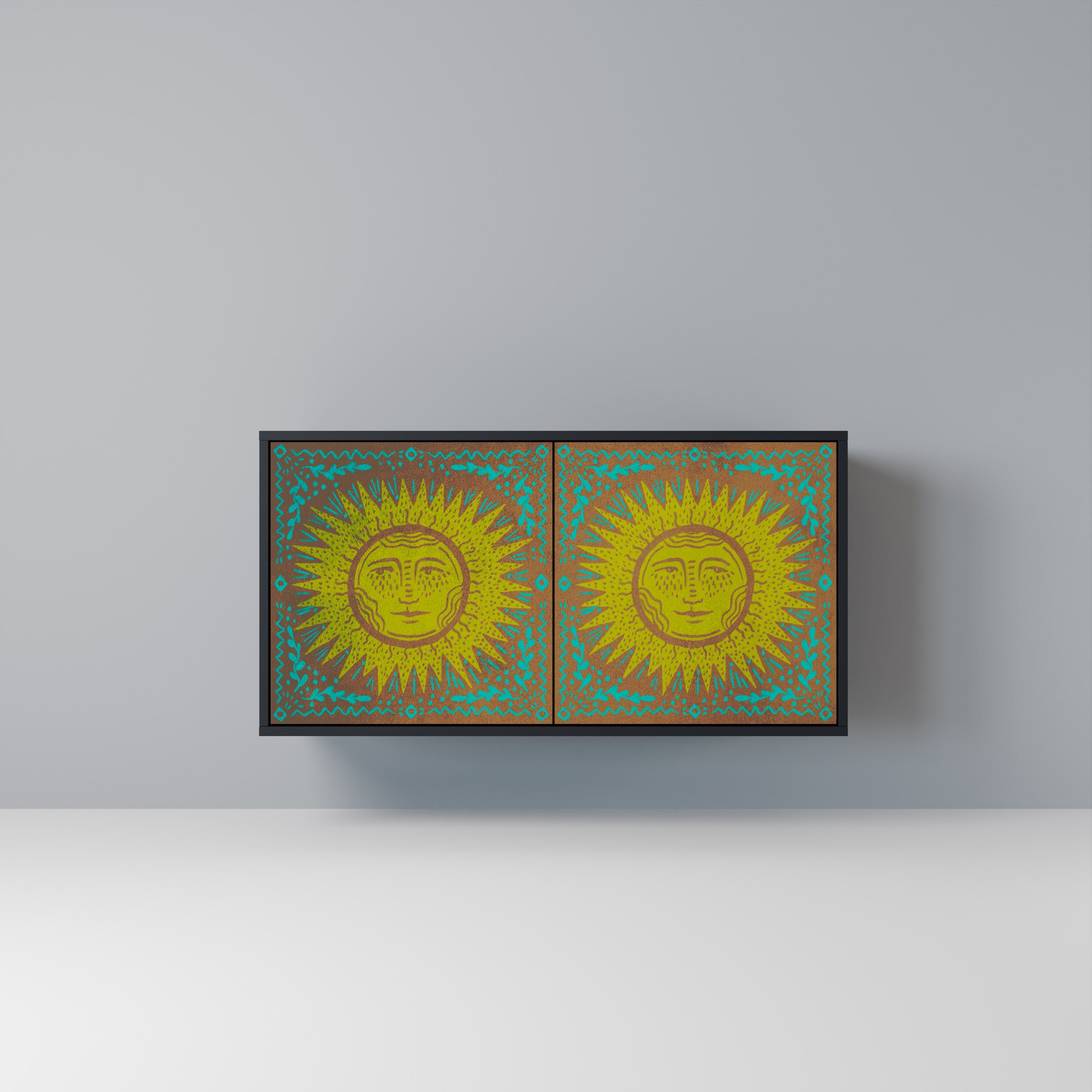 SUNSHINE EULOGY Sideboard mit 2 Türen in Schwarz