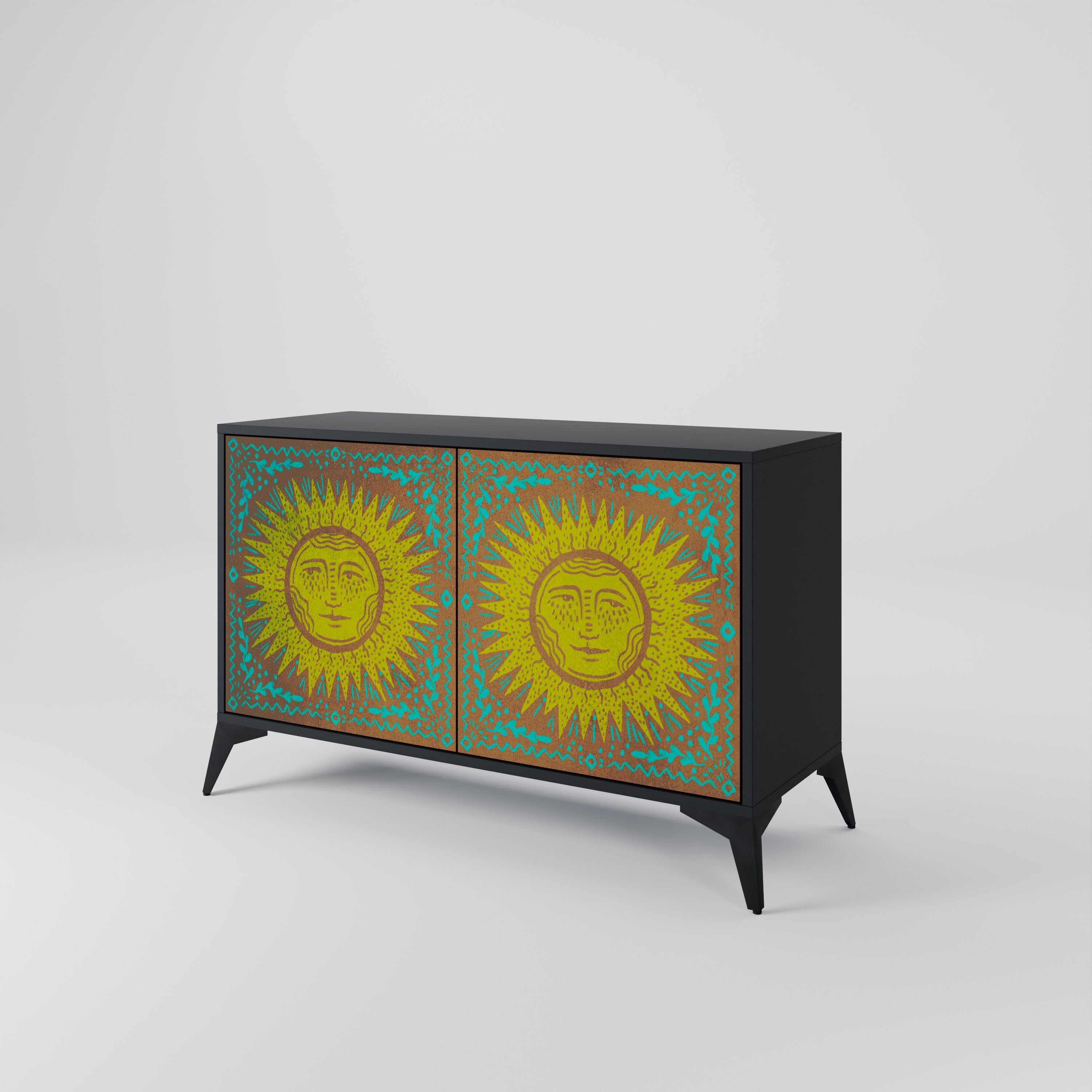 SUNSHINE EULOGY Sideboard mit 2 Türen in Schwarz