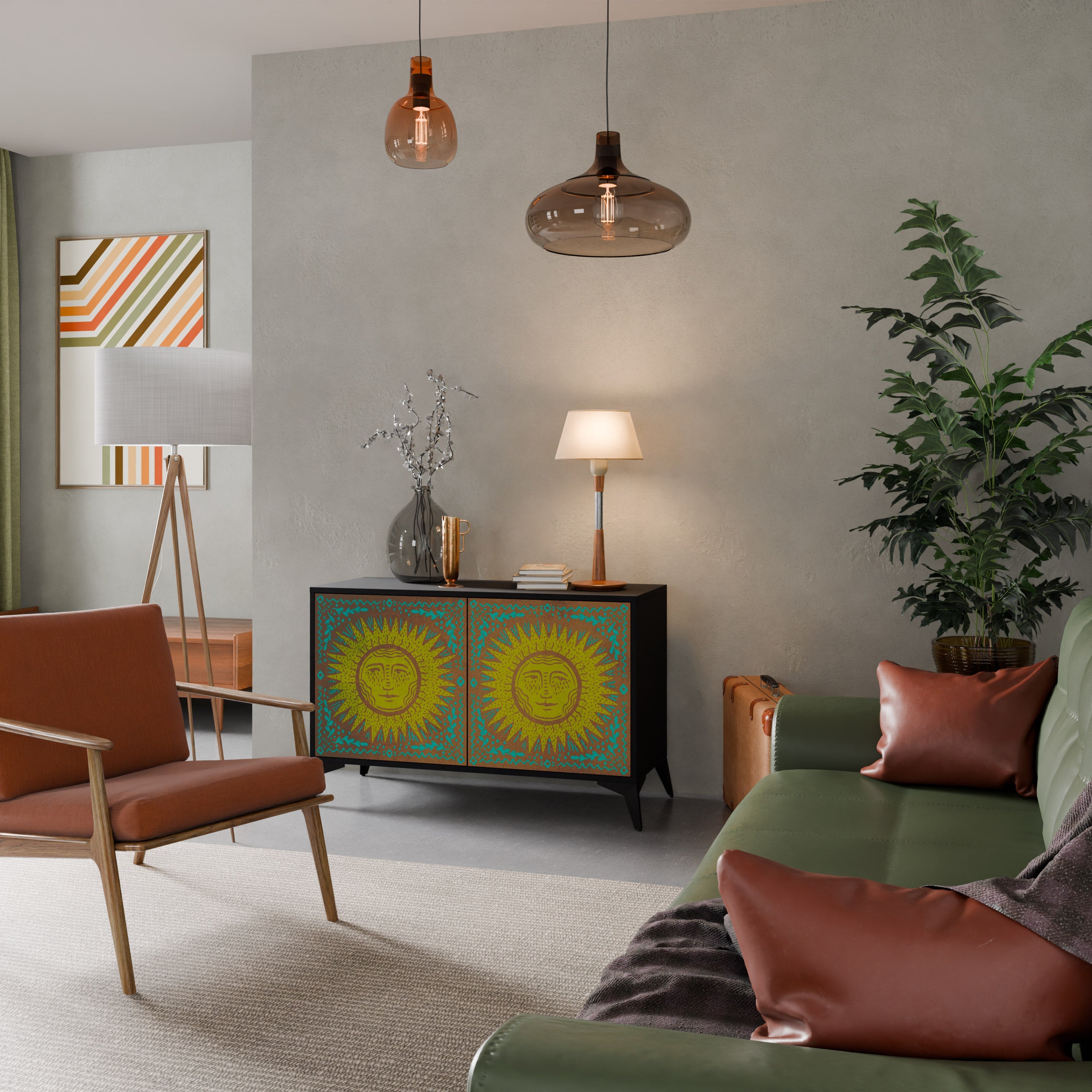 SUNSHINE EULOGY Sideboard mit 2 Türen in Schwarz